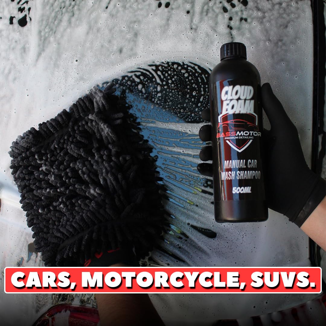 Bass Motor | Guanto per lavaggio auto in microfibra, pulizia delicata e sicura senza graffi, guanto in microfibra per pulizia auto e moto, riutilizzabile - Wash Mitt, 25.00 x 10.00 cms