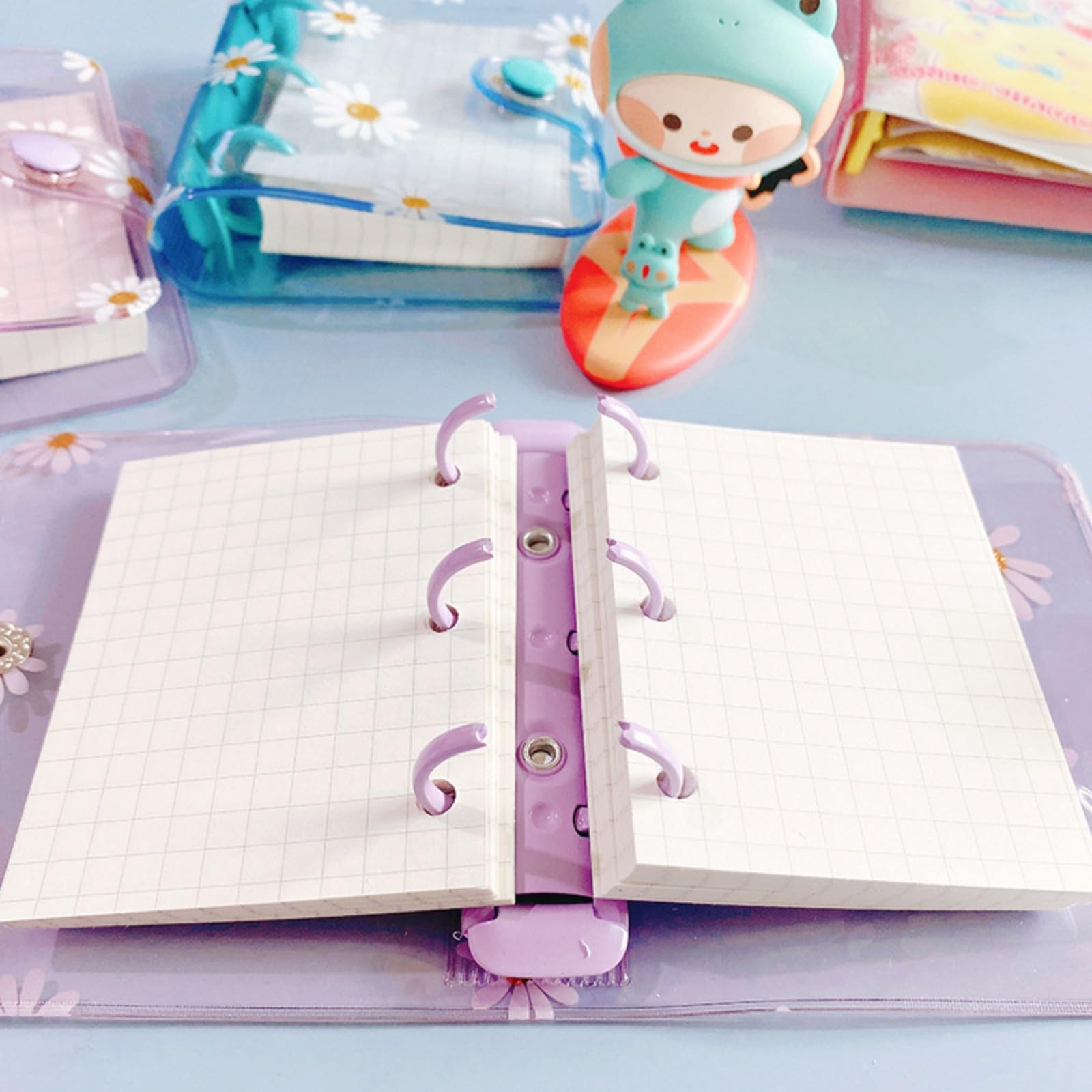 NIYATA 2 Sets Mini-Mappen, Notitieboek Met 3 Ringen, Boekbinder, Transparant, Met Beweegbare Vellen, Binnenpapier, Opbergtas