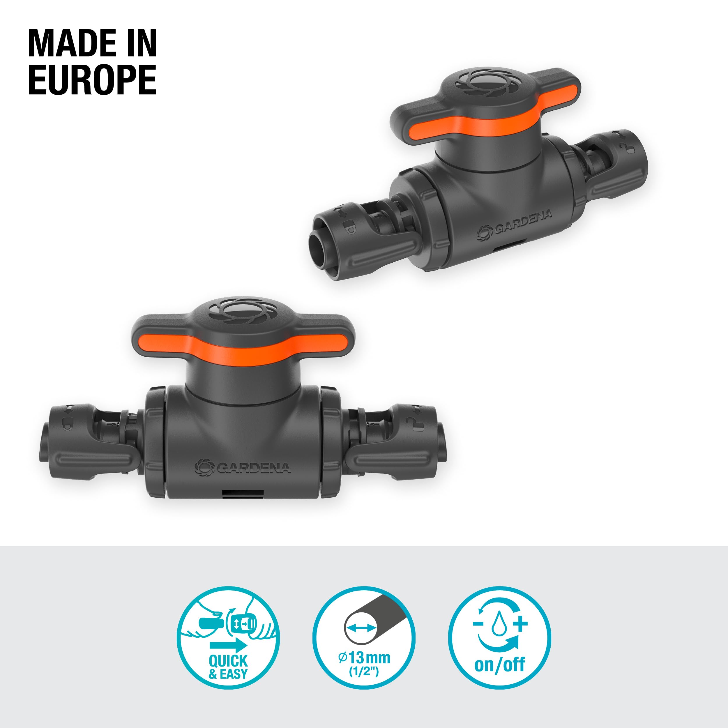 Gardena System Micro-Drip zawór regulacyjny i odcinający 13 mm (1/2 cala): Proste odcinanie rur i bezstopniowa regul. przepływu wody, akcesoria do rur instal.h i rur kropl. (13207-20)