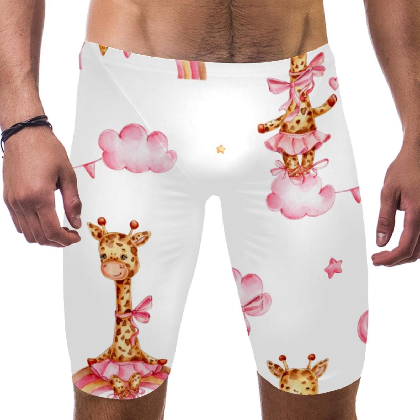 Traje de baño para hombre Pink Cloud con estampado de jirafa 7
