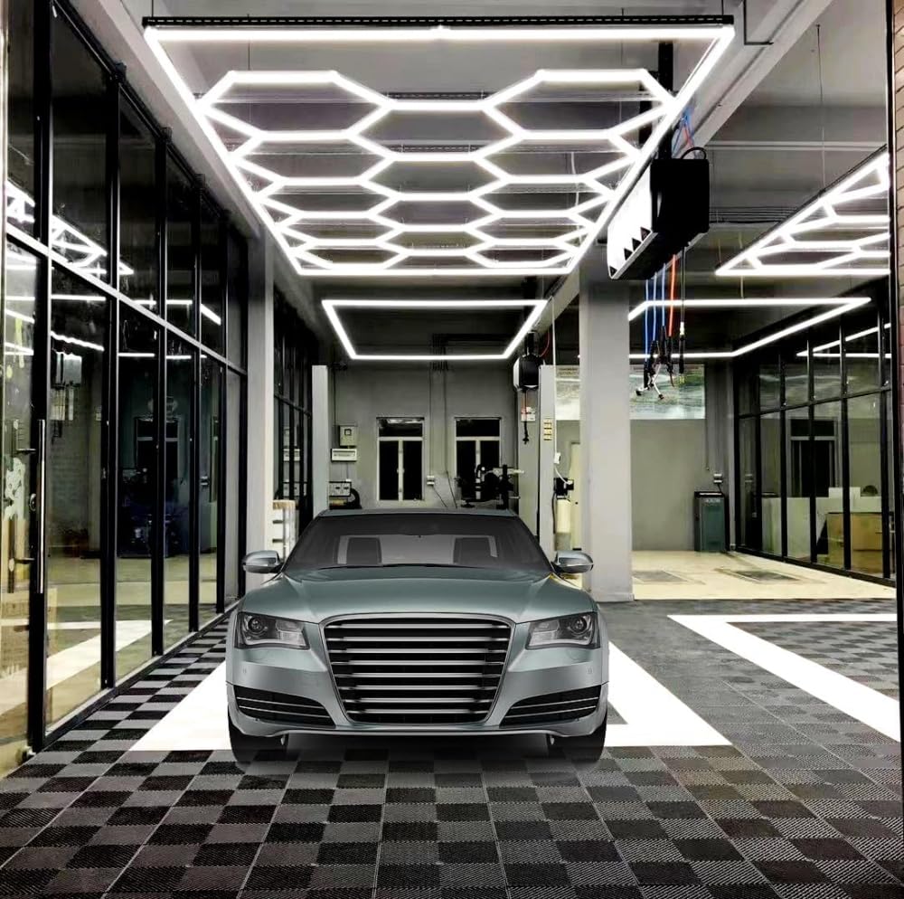 Plafonnier LED En Nid D'abeille, Garage Hexagonal 720 W, 6500 K, Économie D'énergie, Pour Garage Soussol Entrepôt Salon De Beauté Automobile Atelier D'esthétique Automobile