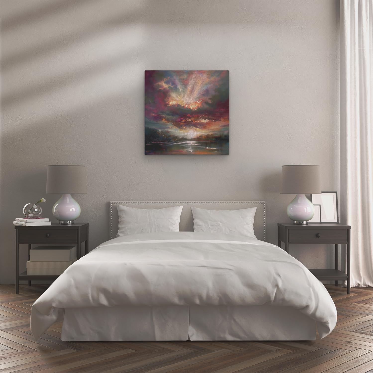 Artaza Leinwand Bilder Sonnenuntergang Meer - 80x80 cm - Groß XXL - Wanddeko Wohnzimmer - Wandbild Sonnenuntergang Meer - Abstrakte Kunst Deko