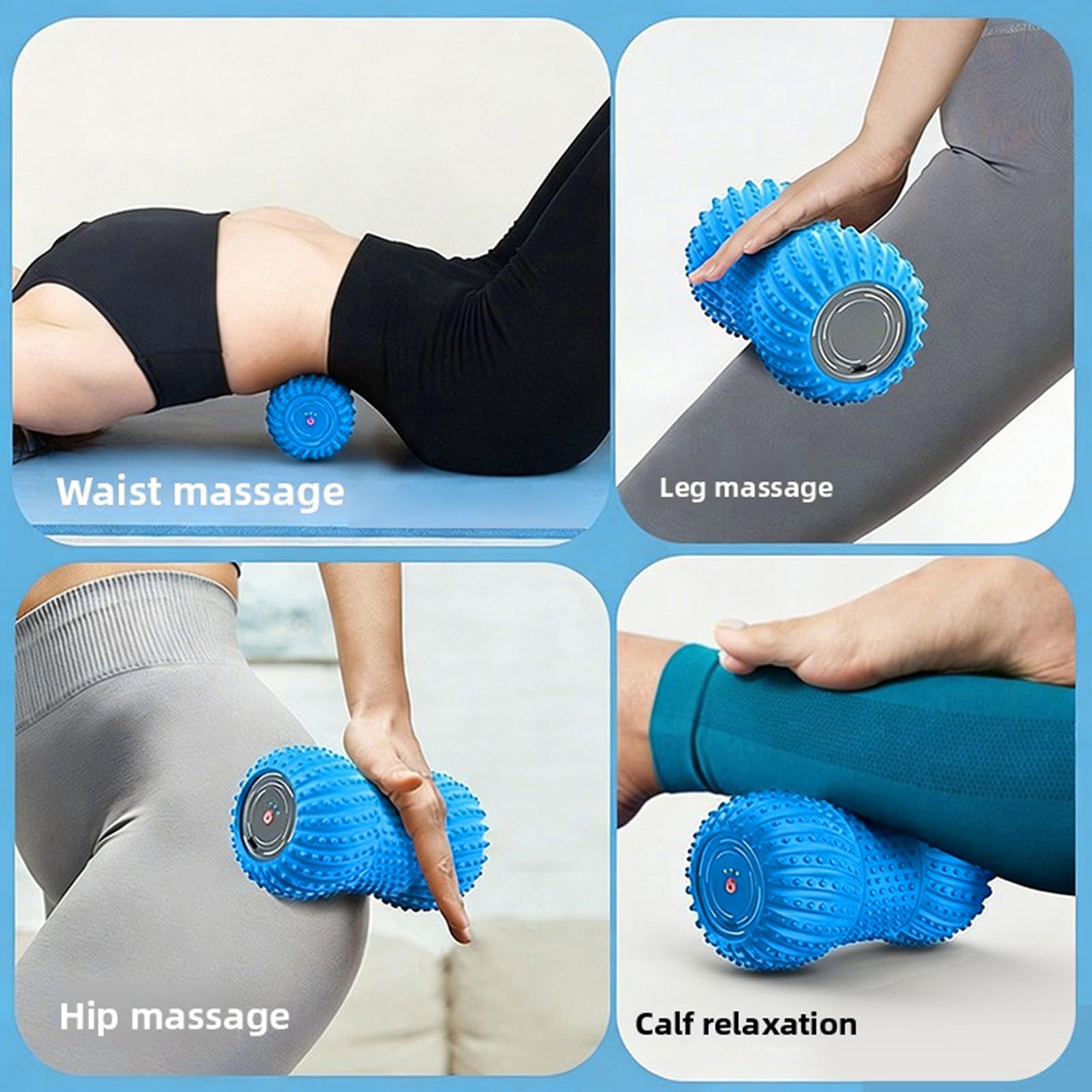 Fdit Sfera per Massaggio Vibrante, Rullo per Massaggio Alle Arachidi con Altoparlante e Batteria da 4000 MAh Massaggiatore per Tessuti Profondi per Gambe Posteriori Spalle Yoga