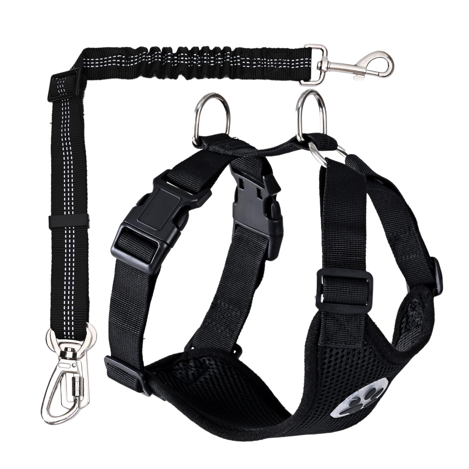Dog Car Seat Belt Harness - Adjustable Mesh Breathable Safety Tether with Elastic Bungee for Small Medium Large Pets (L) - image 2