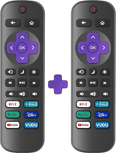 Paquete de 2 controles remotos de repuesto solo para Roku TV, compatible con TCL Roku/Hisense Roku/Onn Roku Series Smart TV (no para Roku Stick, Box