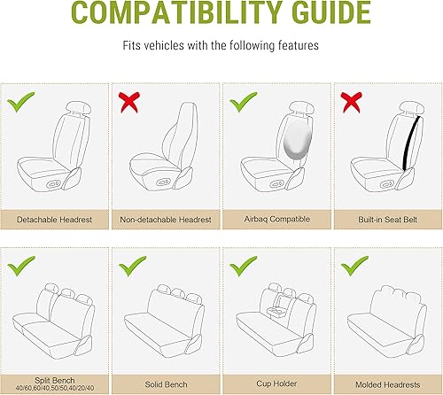 Miniatura 6 de AOOG fundas de asiento de piel sintética para auto, fundas de asiento antideslizantes para auto, vehículo utilitario todoterreno y camioneta, fundas