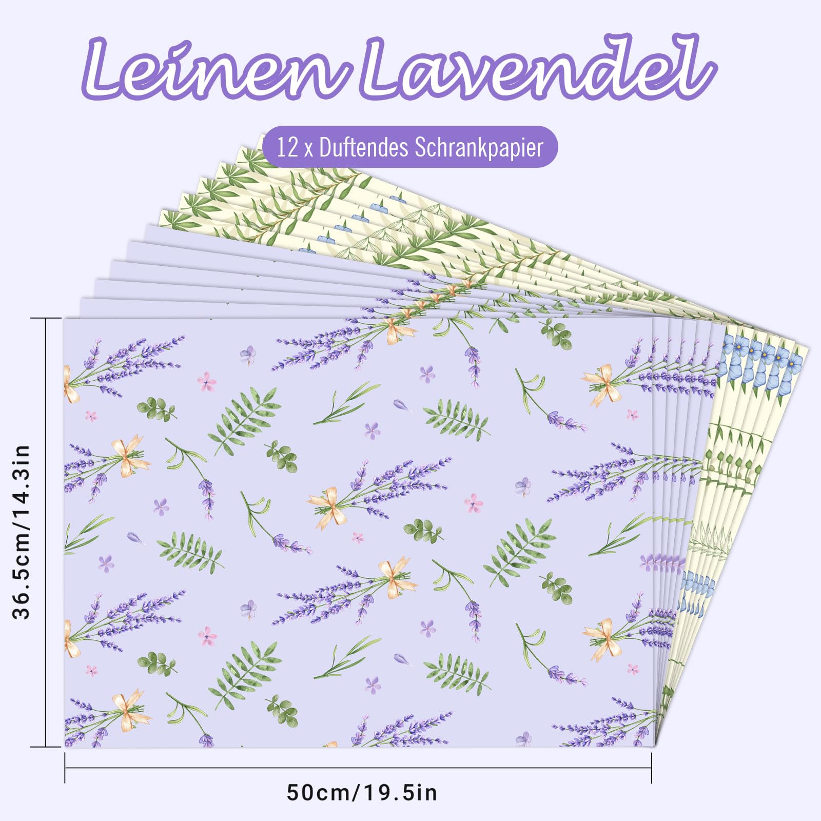 Carta Profumata per Cassetti, Profumi di Talco per Bambini, Profumo di Lino e Lavanda Carta Profumata per Armadi per Profumare i Vestiti e Decorare i Mobili, 36.5 * 50 cm