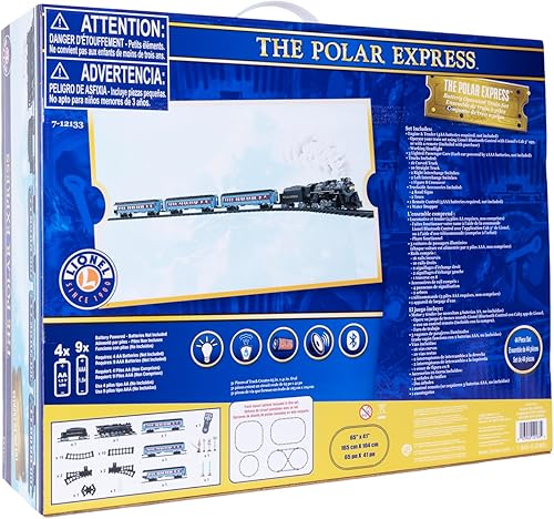 Miniatura 22 de Lionel El Polar Express Battery O Gauge - Juego de tren de juguete con control remoto, locomotora, vagones de tren y pista con sonidos auténticos de