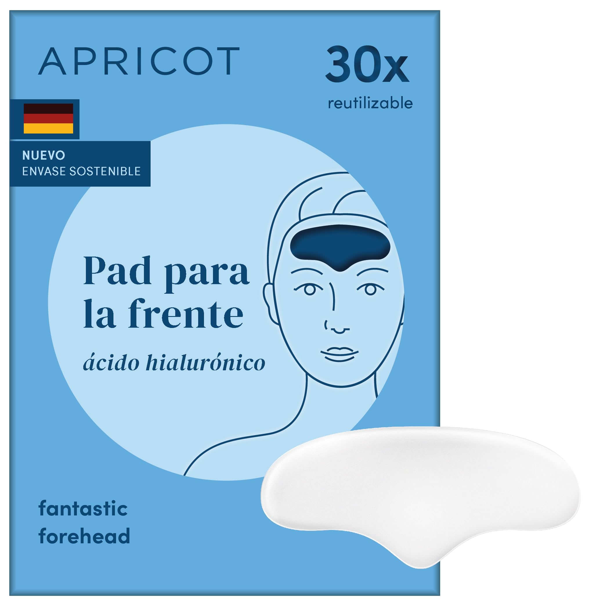 APRICOT Almohadillas para la frente contra arrugas de silicona médica con hialuronano de bajo peso molecular, Suavidad de arrugas de la frente y de la boca - 30x Reutilizable, Dermatológicamente