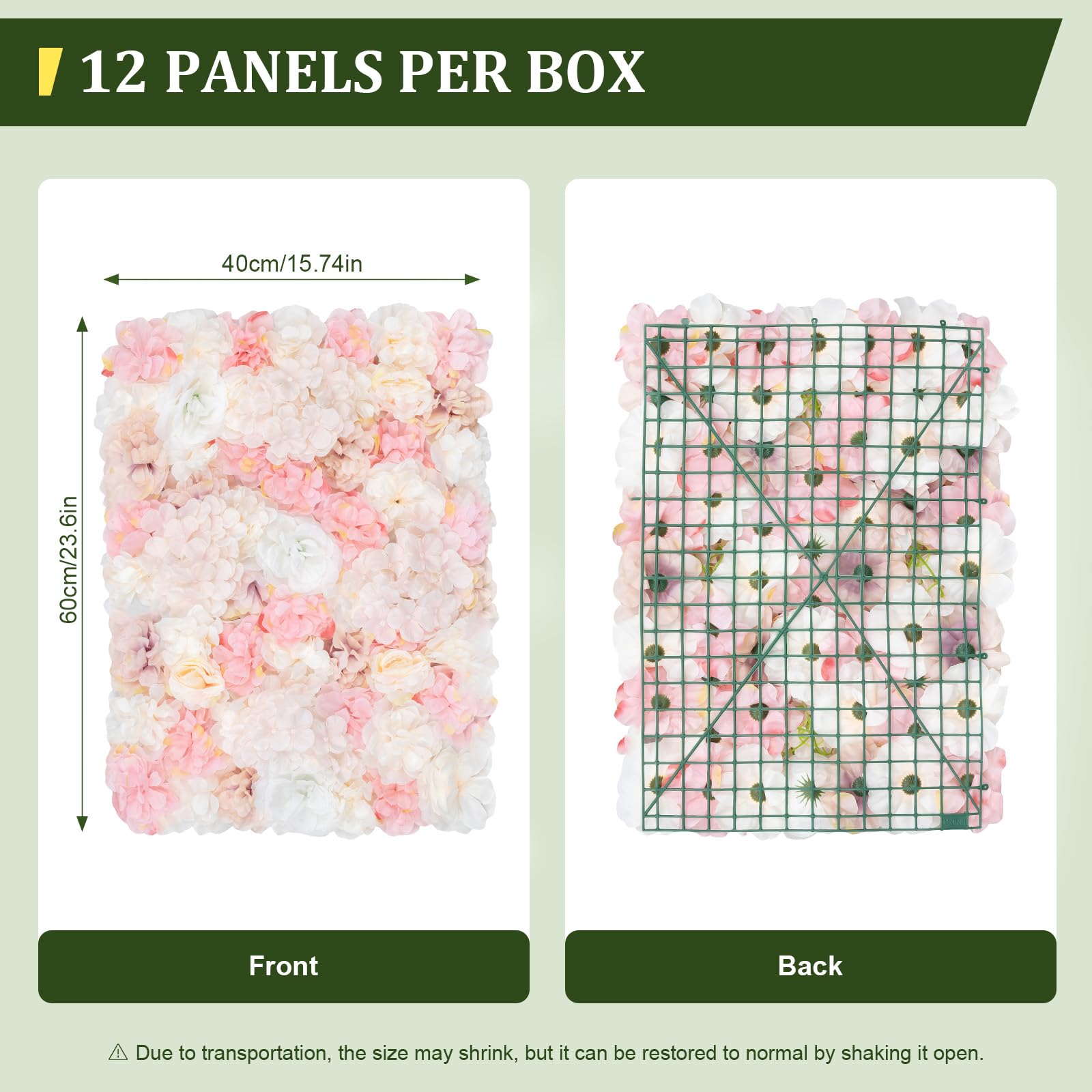 Blumenwand Kunstblumen Hochzeit Party Deko Seide wetterfest Modulare 12er Set 60x40cm