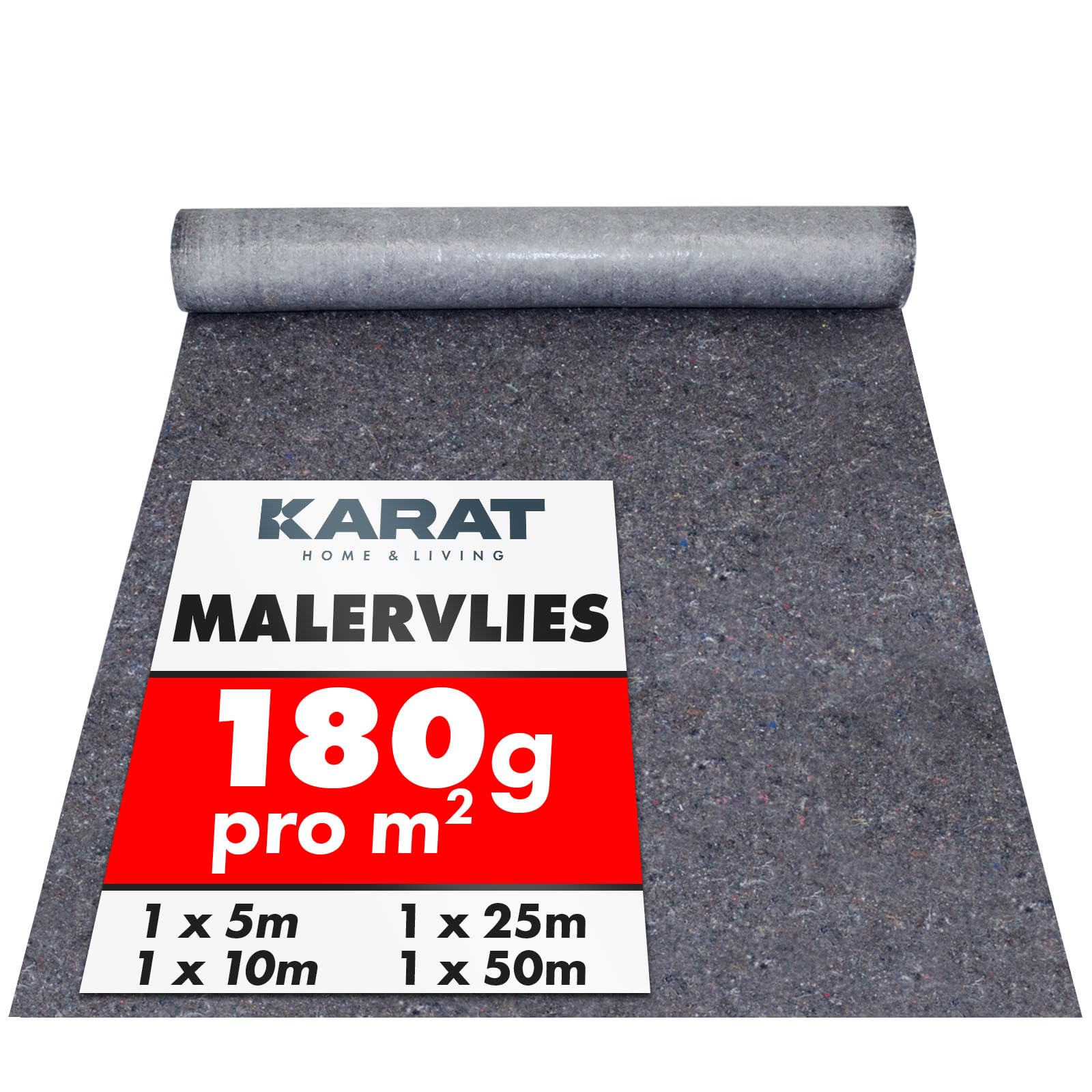 KARAT Malervlies Rolle 5m x 1m, 20 Rollen Maler Abdeckvlies 200m² mit Anti-Rutsch Beschichtung, Malerteppich wiederverwendbar für Maler & Handwerker Abdeckfliesse für Boden 180g/m² (100)