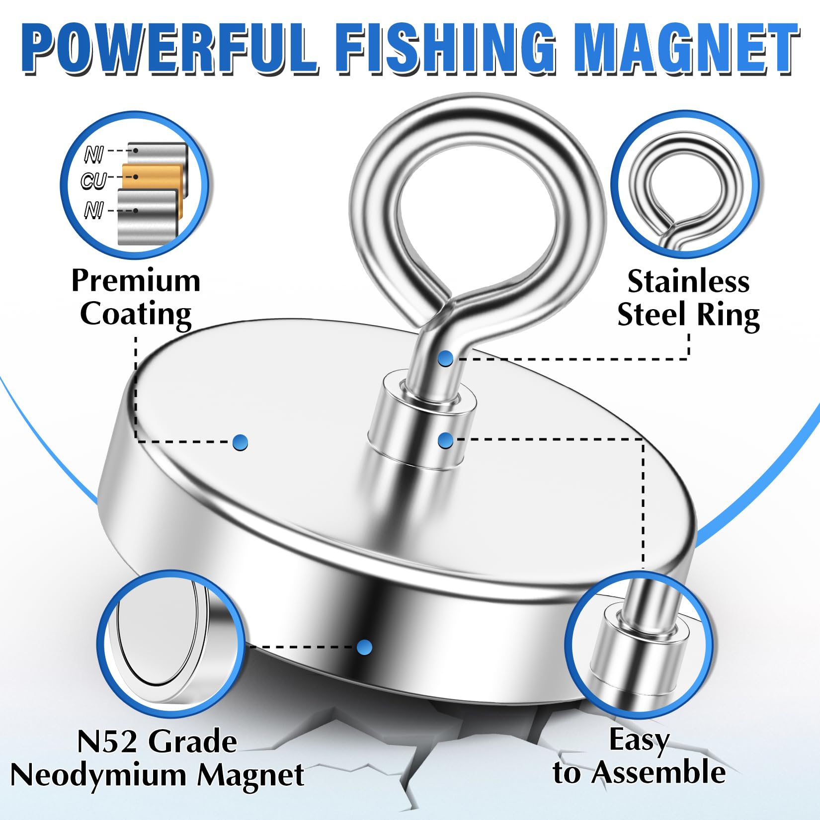 1000 LBS Fishing Magnet - Powerful Metal Retrieval -6