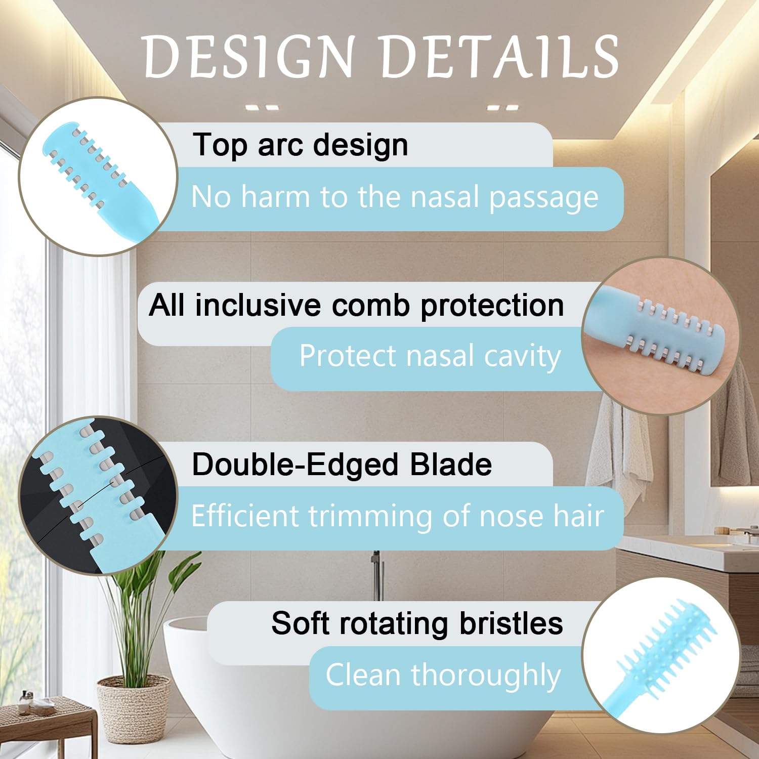 JIAOYANG 5Pcs 2-in-1 Nose Hair Trimmer for Men Women: 2026 New Portable Double Sided 360° Rotating Nasal Hair Cutter for Women Home Travel (Multicolor) — view 6