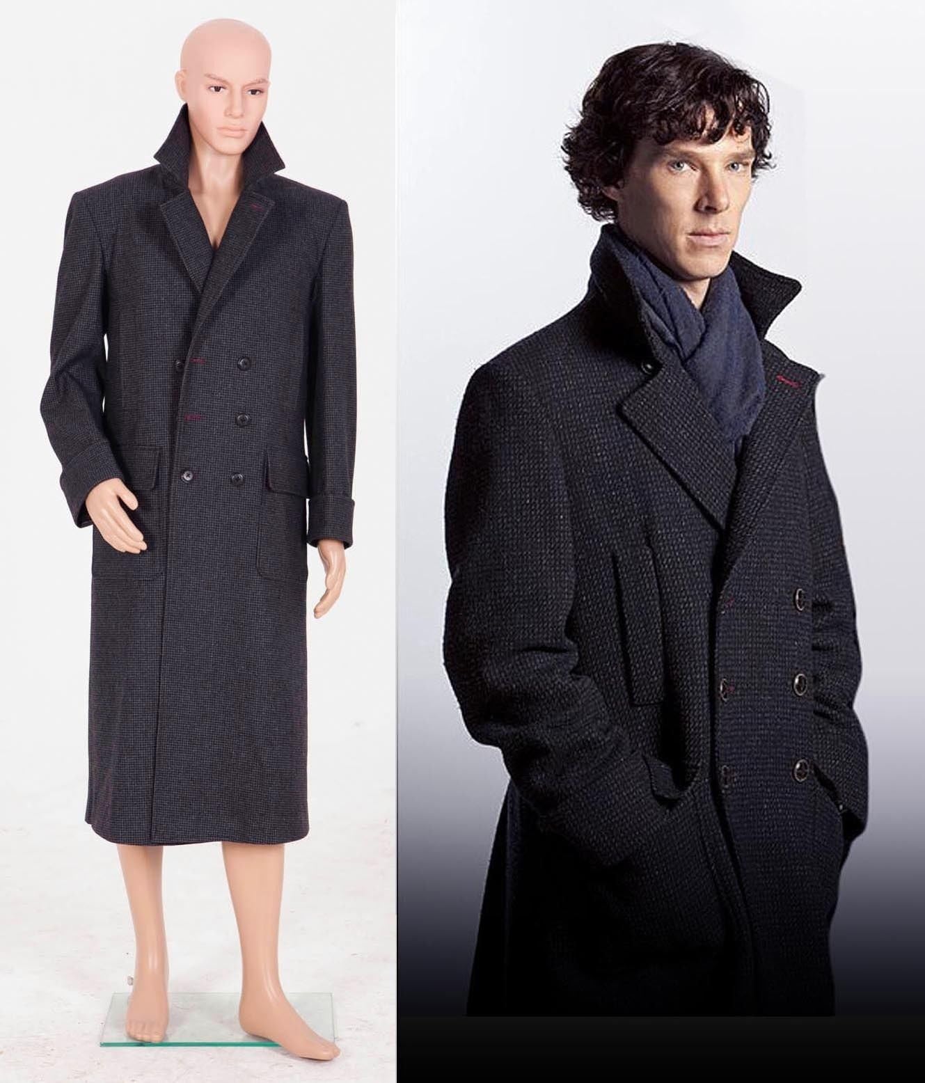 Sherlock Holmes Cape Coat Cosplay Costume Wool Version (L)