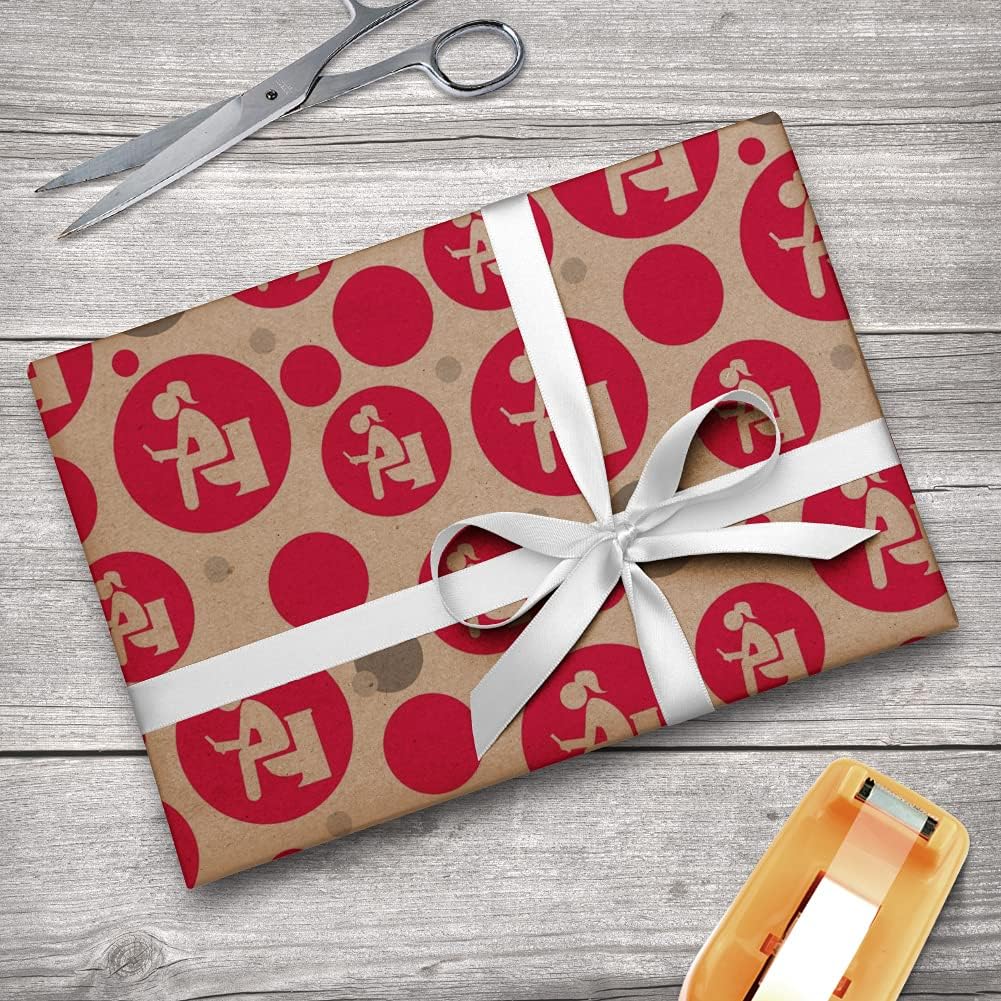 GRAPHICS & MORE Girl Poop Pooping Sitting on Toilet Funny Premium Kraft Gift Wrap Wrapping Paper Roll