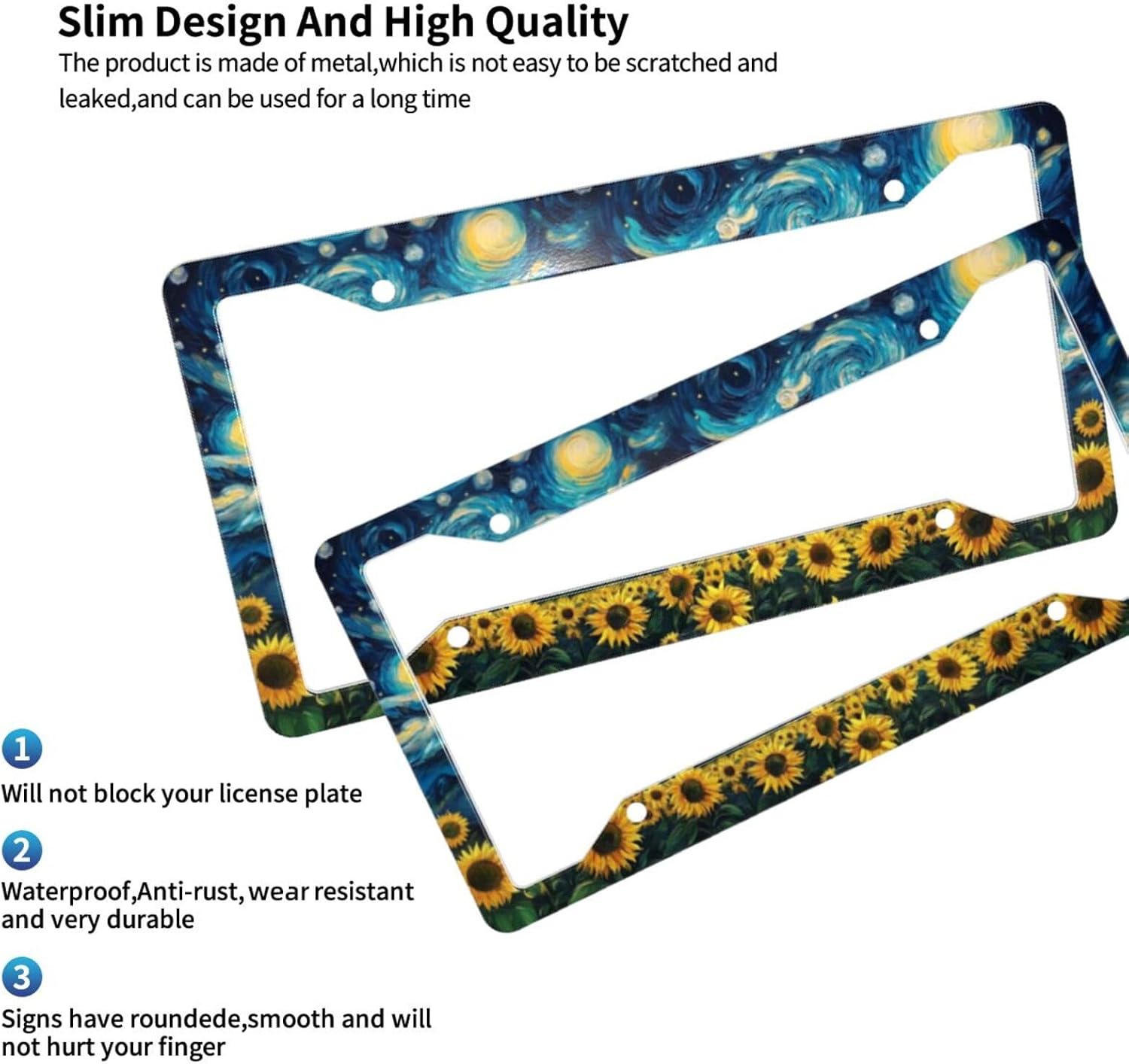 Sunflower License Plate Frame 2 Pack Accessories Cars Decor 12.3 X 6.3 Inches for Men Women image 4