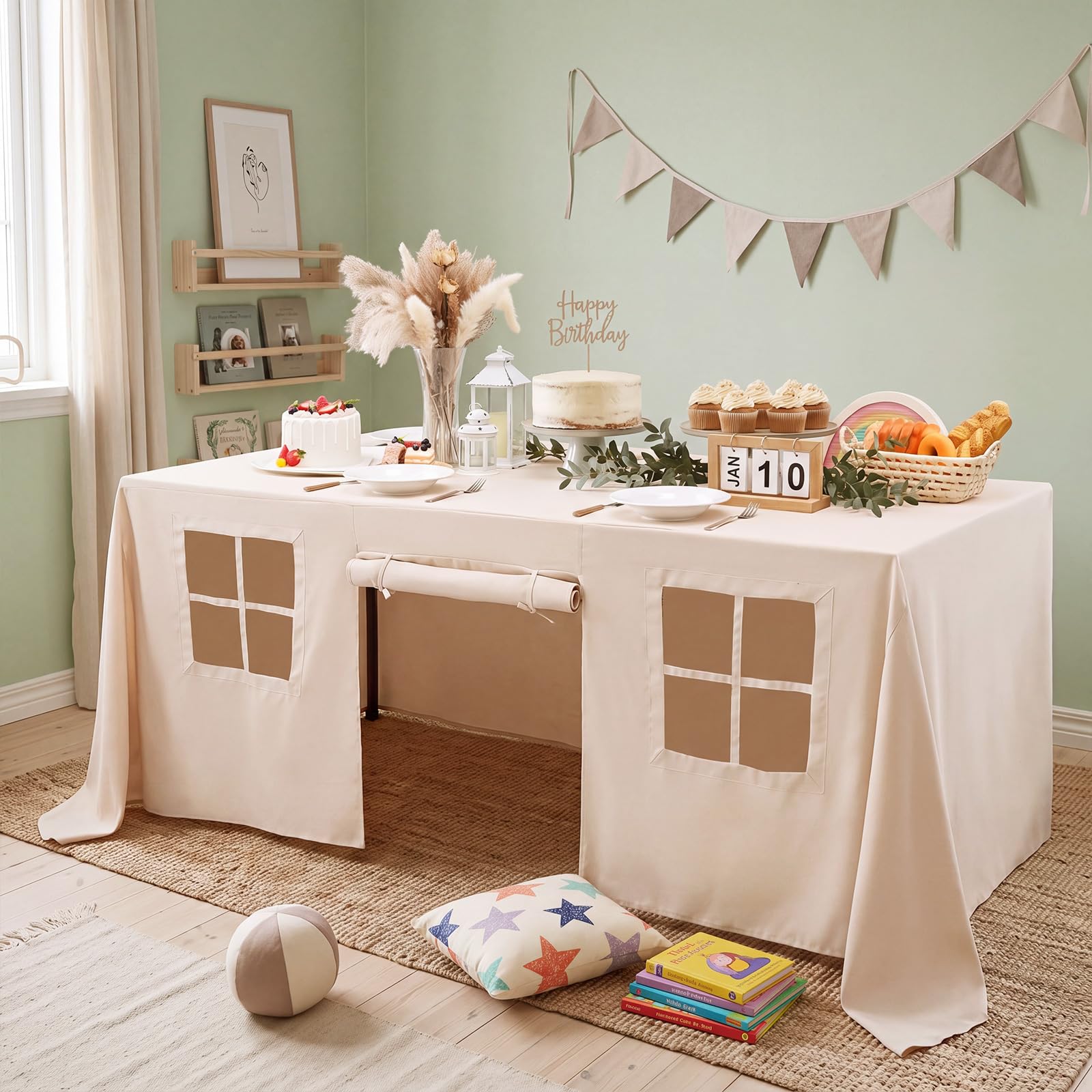 tablecloth tent Oudain 10ft x 7.5ft Large Playhouse for Kids, Play Fort straps range quality portable trade show Farbe:Gr. XS Doppelkeder Profil für Markisen