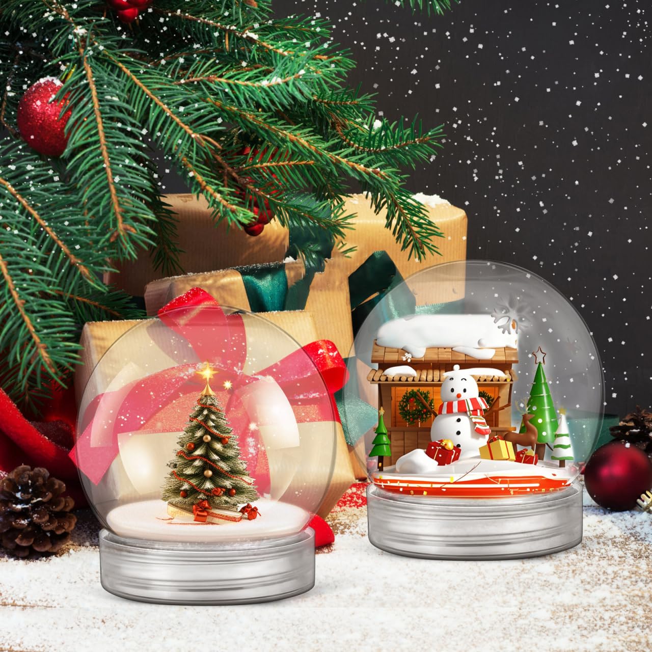 150ml Leere Schneekugel Mit Schraubverschluss, 40 Stück Weihnachten DIY Schneekugeln Zum Befüllen, Kunststoff-Schneekugeln Set Für Lichterketten, Kekse, Pflanzen, Blumen