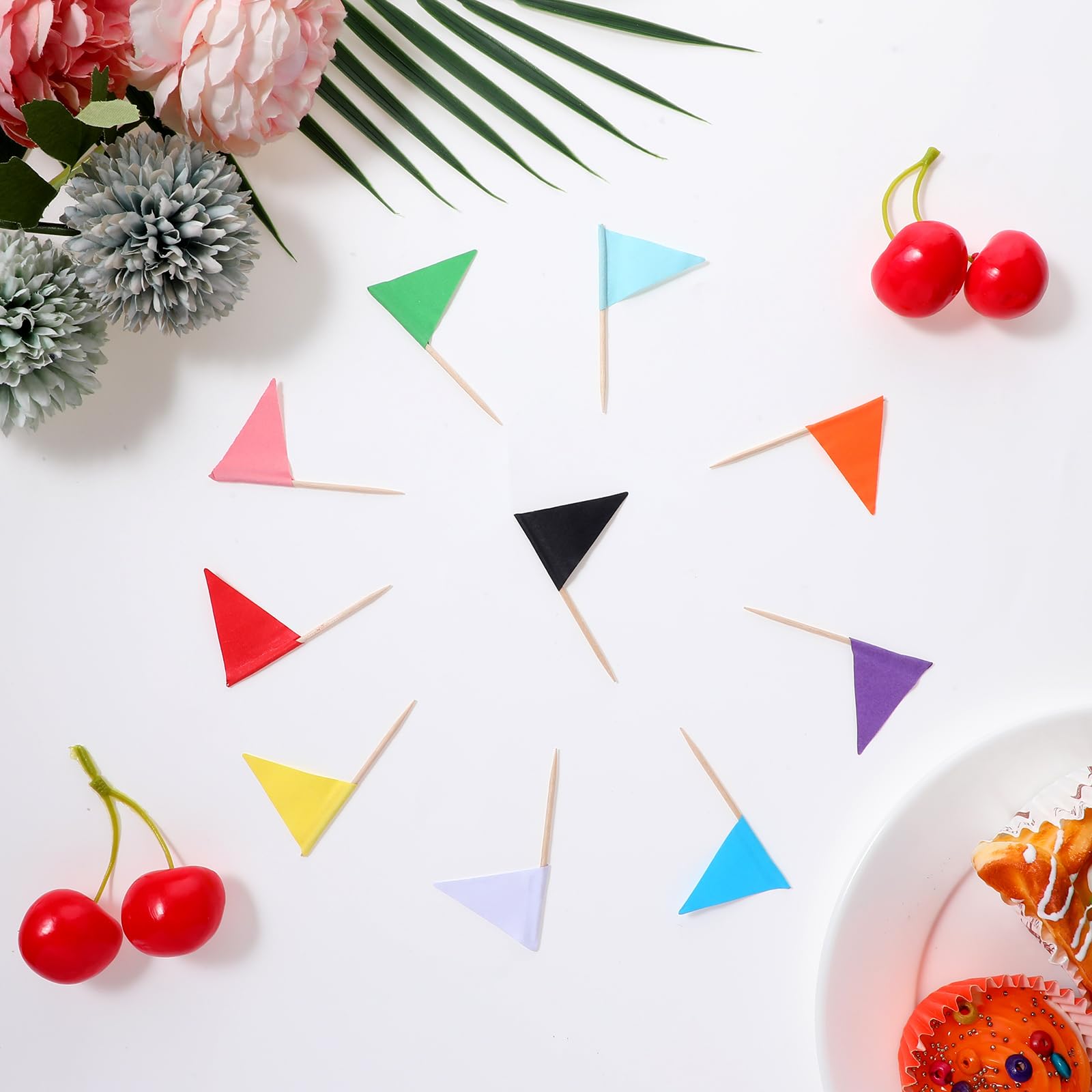 Cure-dents triangulaires colorés lot de 100 pour nourriture