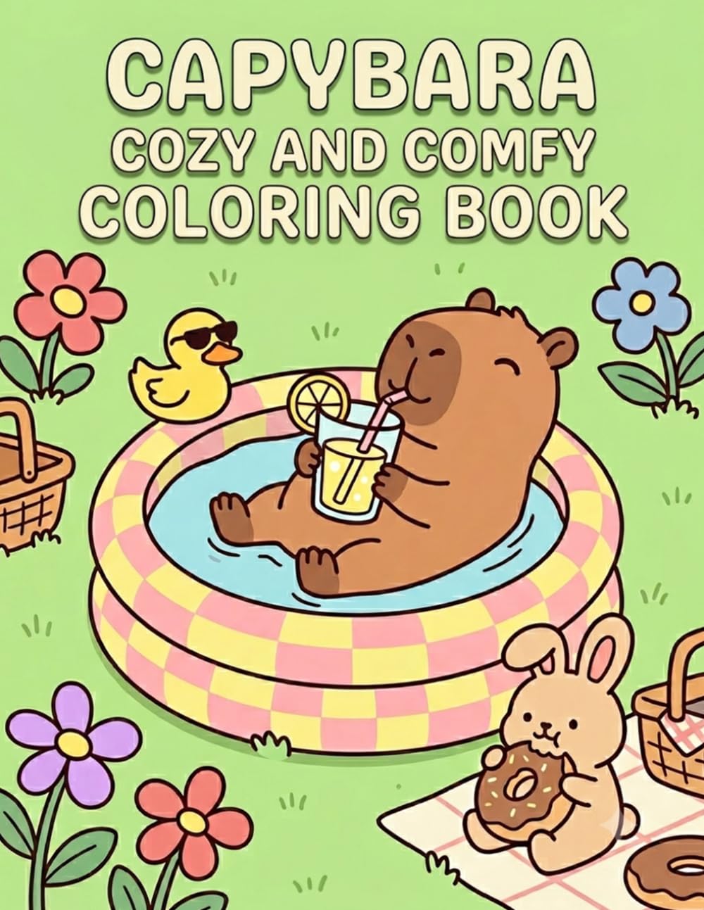 Capybara Cozy and Comfy Coloring Book: A Relaxing Garden Escape | Simple, Stress-Free Illustrations Featuring Chill Capybaras, Cute Forest Friends, and Sweet Treats for All Ages