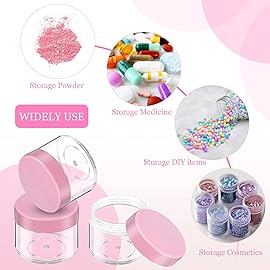 20 Pieces Round Pot Jars Plastic Cosmetic Containers Set with Lid for Liquid Creams Sample, 20 ml/ 0.7 oz (Fresh Pink Lid)