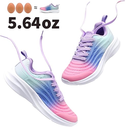 Miniatura 2 de DREAM PAIRS Zapatos deportivos para niñas y niños, con cordones, brillantes, para correr