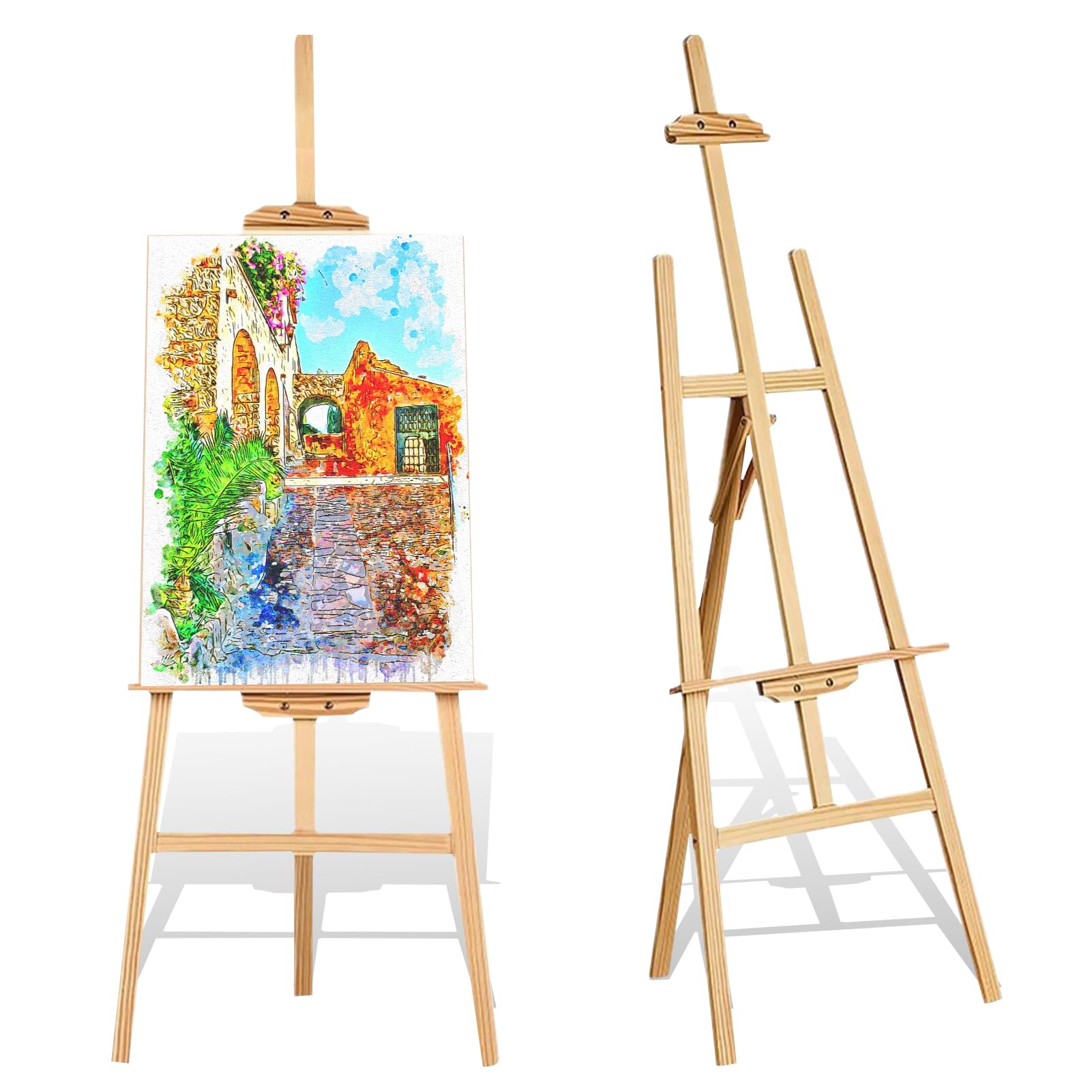 DAYONG 150CM Wooden Easel Stand, Adjustable Painting Easel for Kids Adults, Portable Folding Art Easel for Hold Canvas, Drawing, Display Poster, Wedding Sign. (style-1)