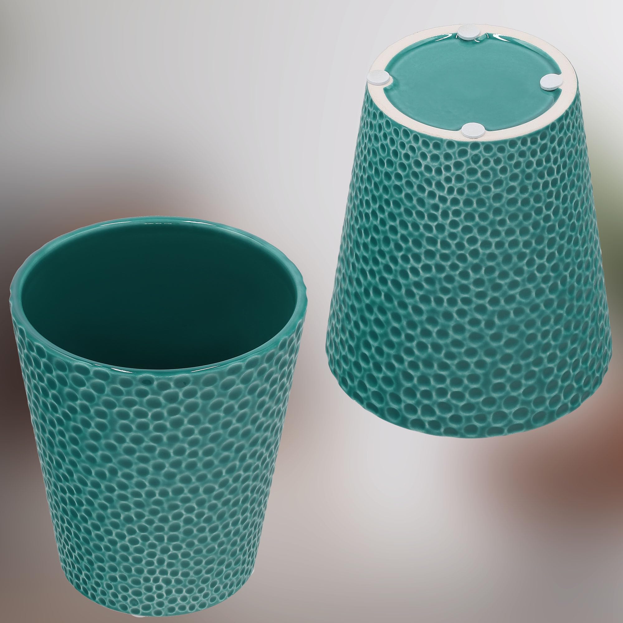 KOTARBAU® 2 szt. Donica Turkusowa ⌀ 12 cm x 15 cm Doniczka Ceramiczna Szkliwiona Doniczka na Storczyki i inne Rośliny Osłonka na Kwiaty
