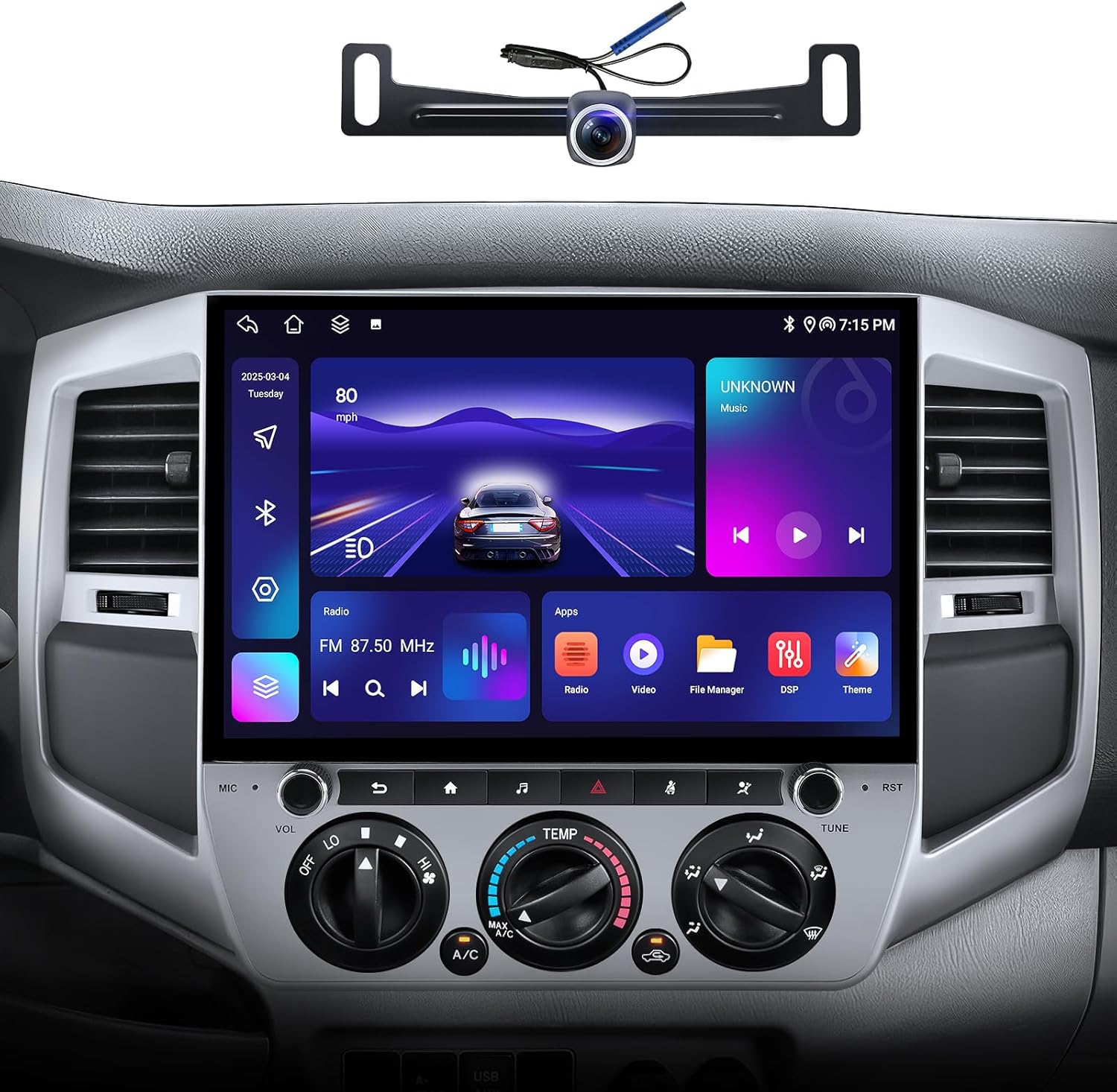 Car Stereo Dash Kit Replacement for Toyota Tacoma Radio Upgrade 2005-2015,QLED Touch Screen Head Unit w/Wired Wireless CarPlay Andriod Auto GPS Navigation 5GWiFi FM/AM (12.5" 6+128G)