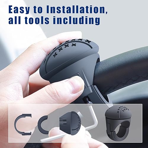 Miniatura 4 de Pincuttee Rueda giratoria para volante, pomo para volante, rodamientos de silicona suave y metal, mango eléctrico para automóvil, tractor, camiones,