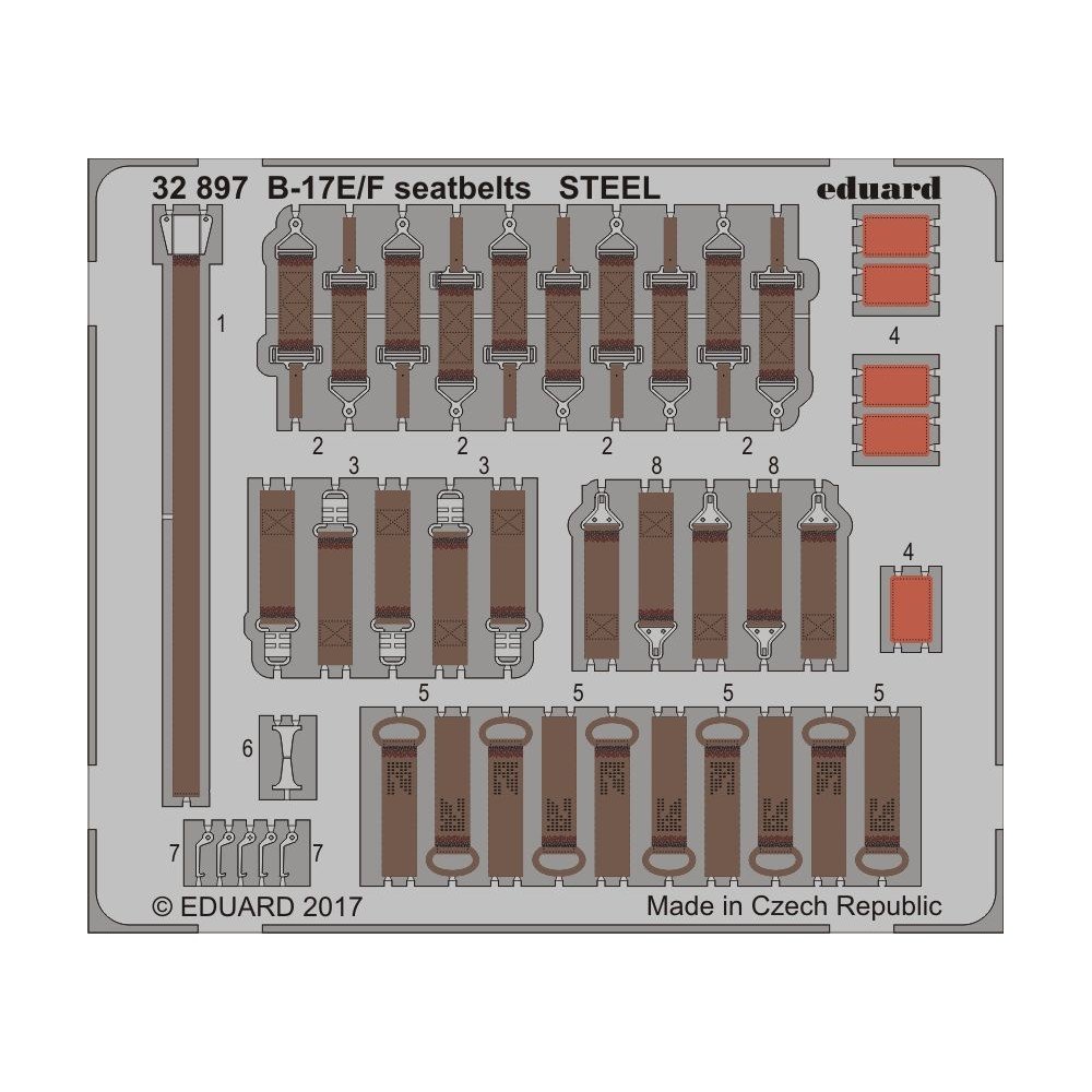 EduardPhotoetch 1:32 B-17e/f Steel Seatbelts Hk Model Kit