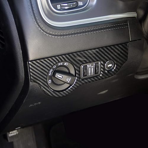 Panel adhesivo de fibra de carbono para interruptor de faros delanteros con panel de botón para Dodge Charger 2011 Chrysler 300 2015-2021