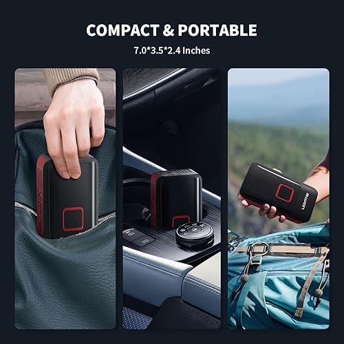 Miniatura 7 de LASFIT AIR TK1 - Compresor de aire portátil 5 veces más rápido con cilindro dual M1 Pro Inflador de neumáticos, bomba de aire inteligente portátil