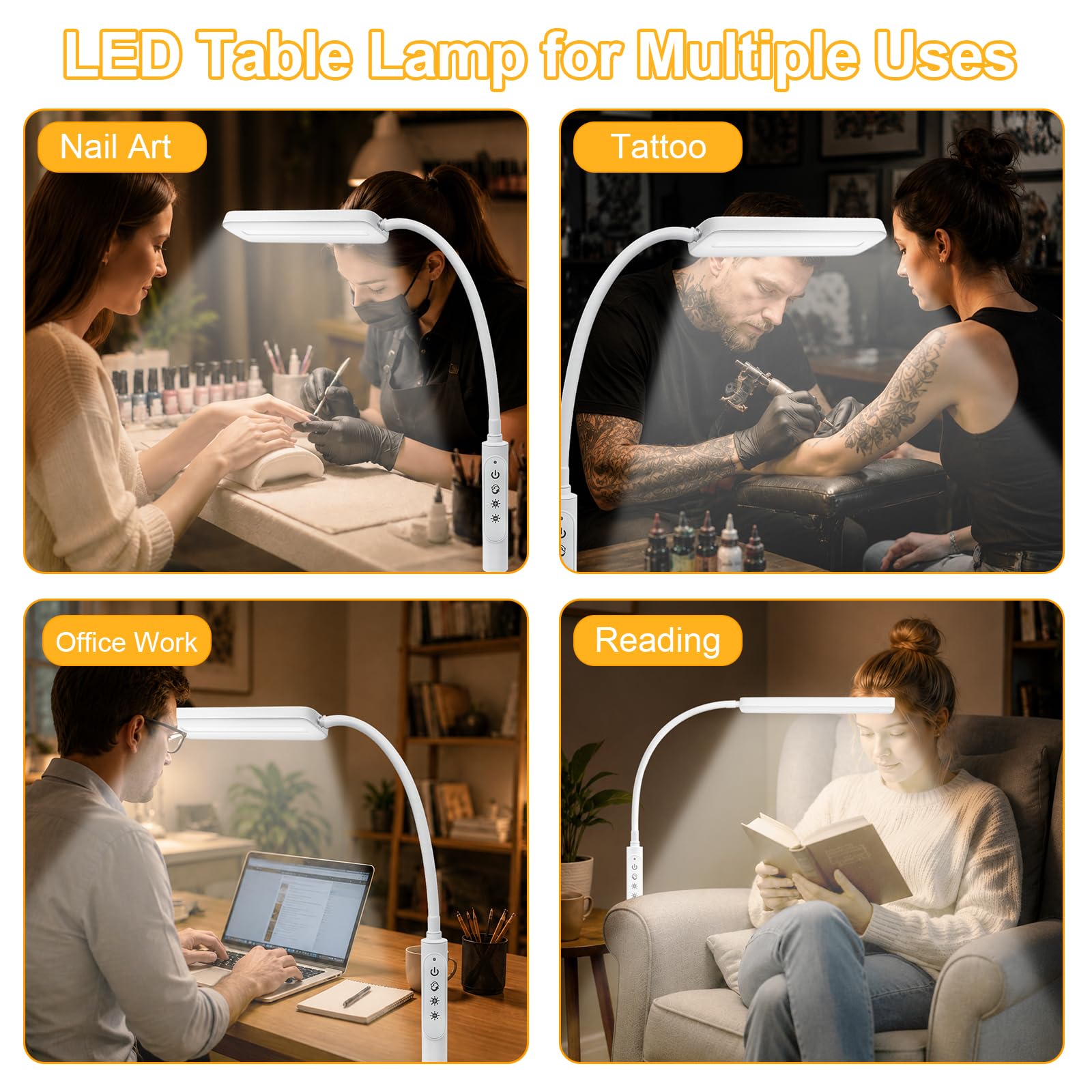 Lermende Lampada da scrivania a LED con morsetto White-JS