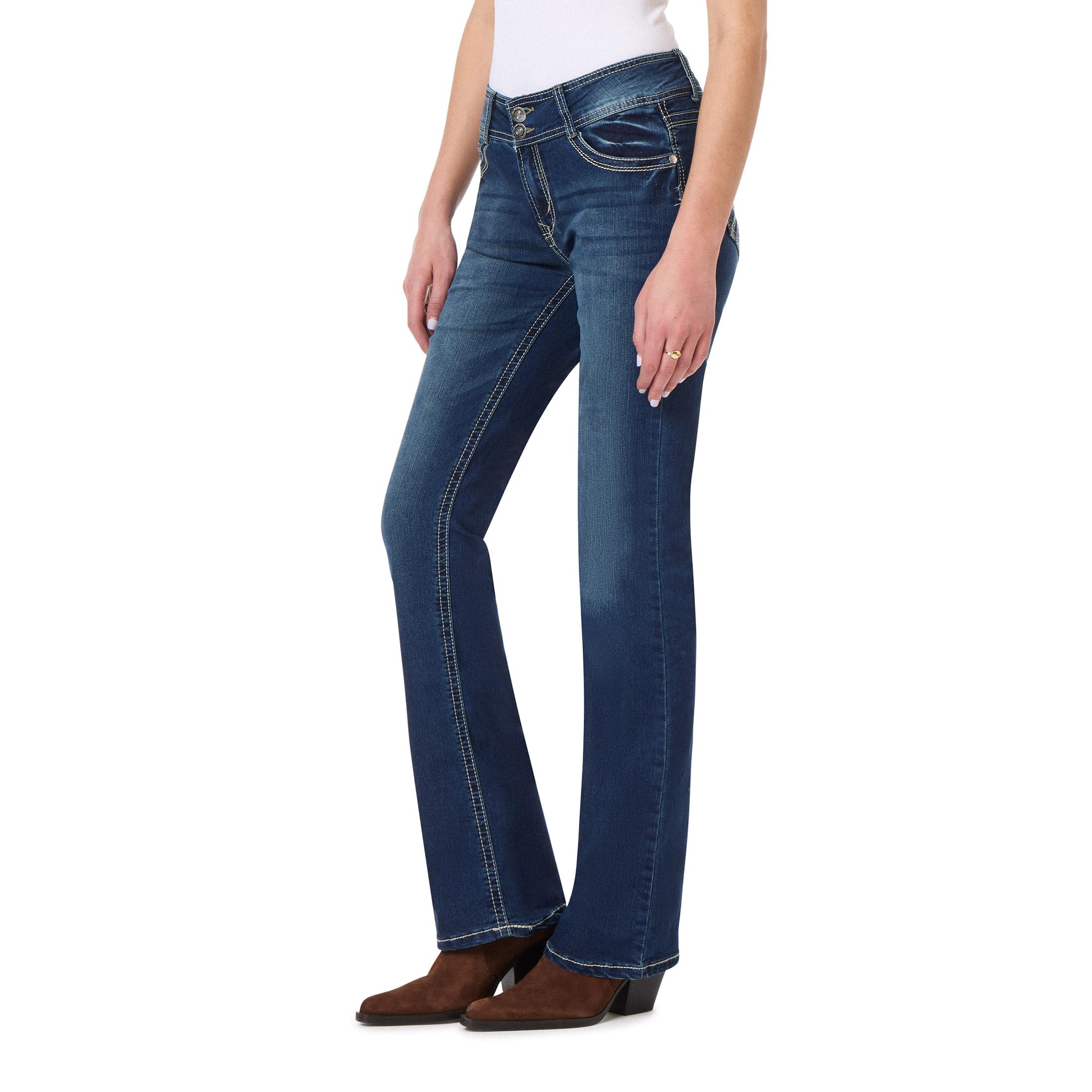 WallFlower Jeans Curvy Bootcut Vita Media Twinkle: Luscious Insta Stretch, Taglia 11 Lungo
