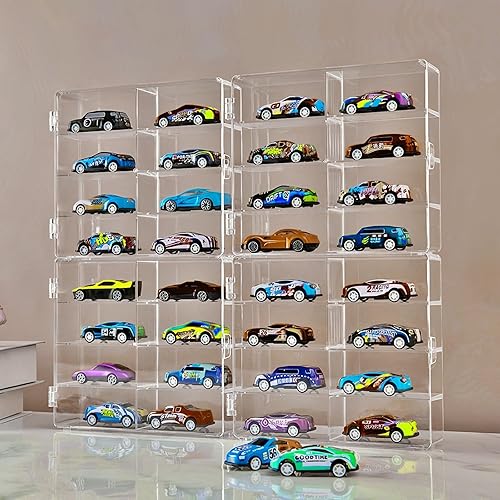 Estuche de exhibición de autos de juguete 164 compatible con ruedas calientes, vitrina de acrílico transparente para ruedas calientes, caja de
