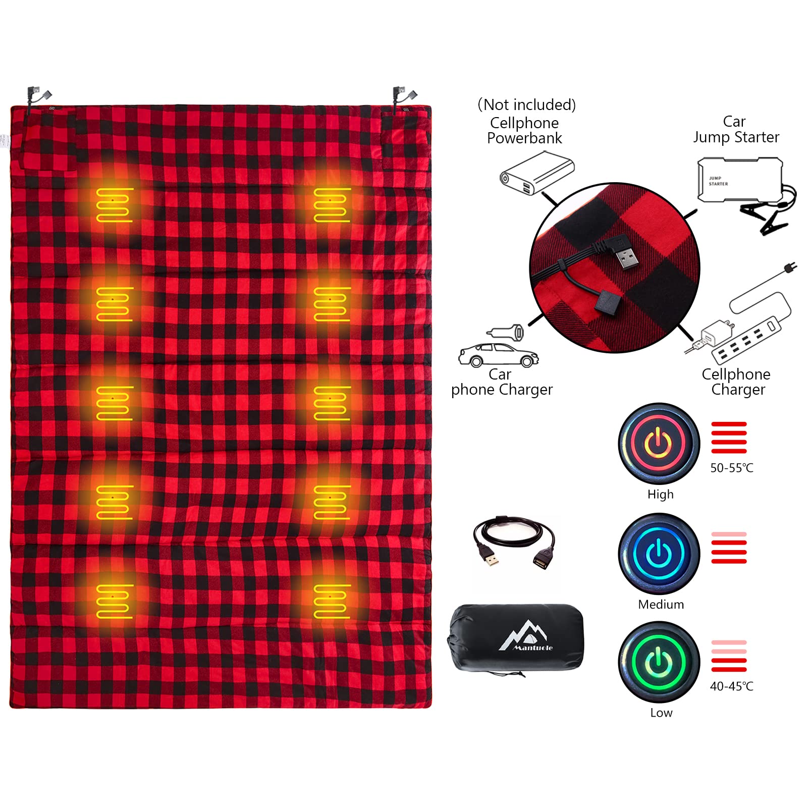 Heated Blanket Heated Sleeping Bag Pad, Heated Sleeping Bag Liner