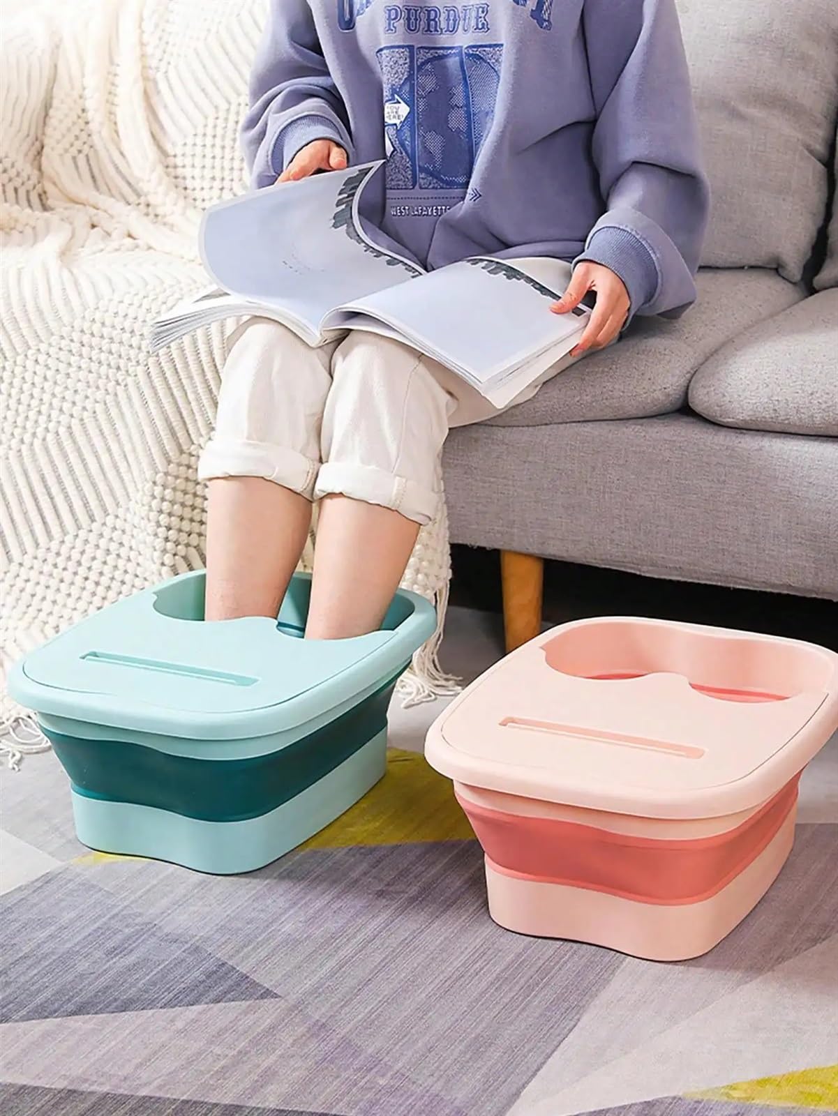 Cubo Plegable Para Remojo De Pies Bañera plegable for pies, Cubo for baño de , for en casa, dormitorio for estudiantes, masaje saludable, grueso portátil plástico, 2 uds