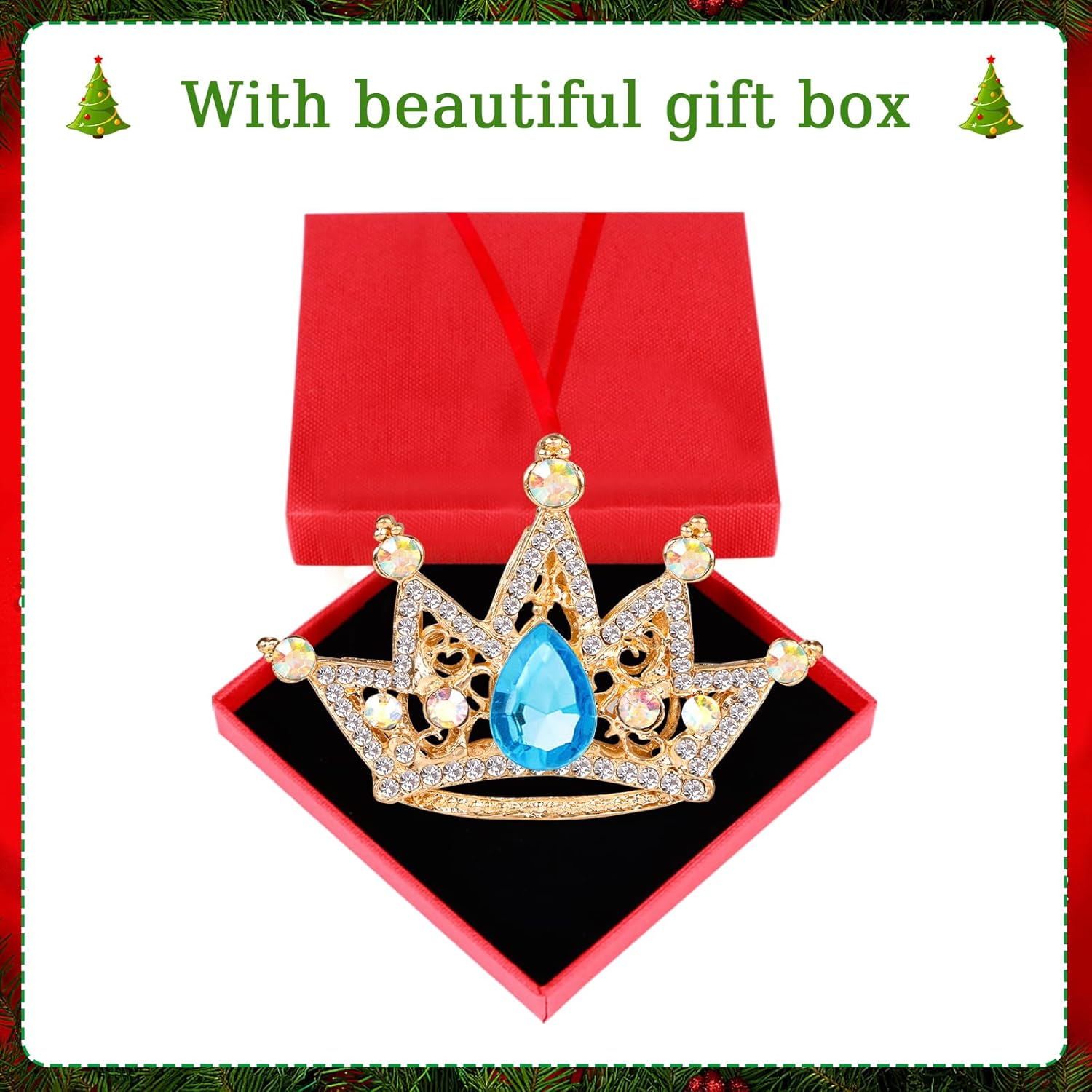 WaaHome Gold Crown Christmas Ornaments Metal Queen and King Crown Keepsake Ornaments for Christmas Tree Decorations Gifts for Women Girls Mom Sisters Kids, Teal - Image 6