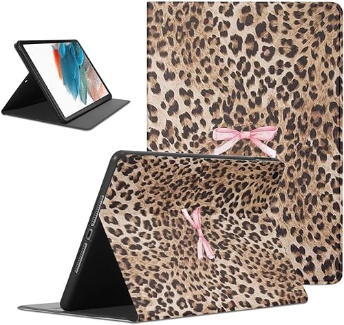 Aoldimu Cute Leopard Print Bow Tablet Case for Samsung Galaxy Tab A8 X205/X200 C
