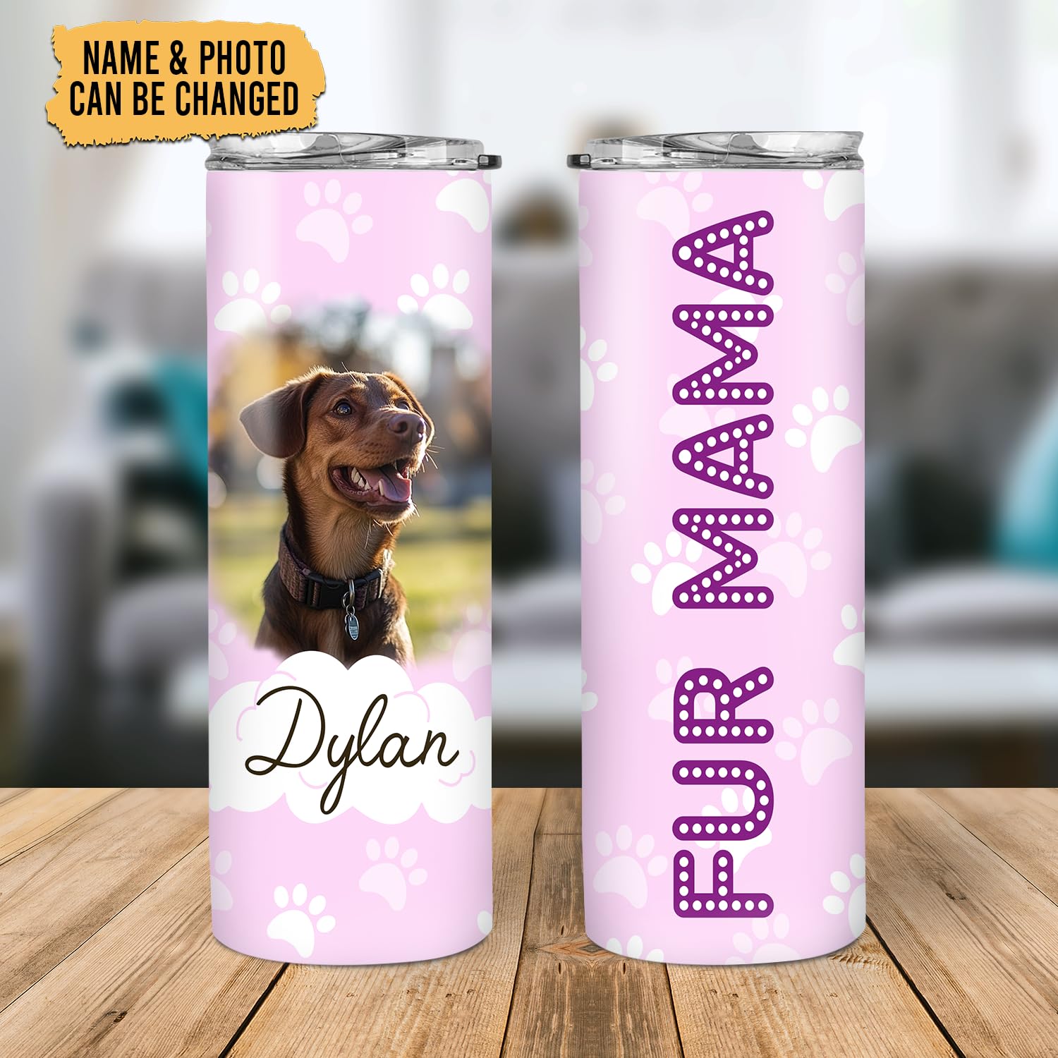 Hyturtle Personalized Dog Mom Gifts For Women on Mother's Day Birthday - 20oz Tumbler with Lid for Dog Lovers - Best Gift Ideas for Fur Mama - Custom Photo Stainless Steel Travel Skinny Cup