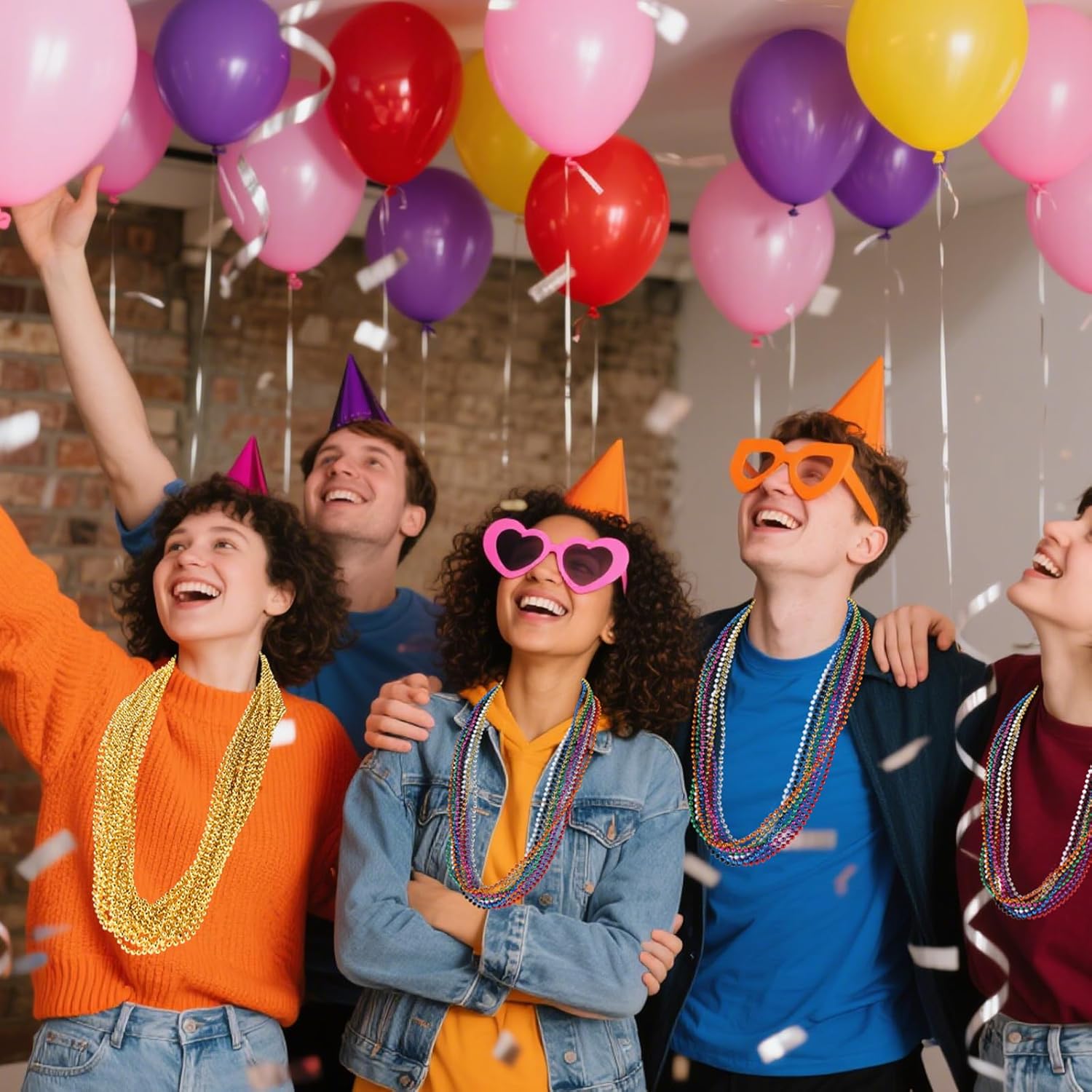 220 PCS Gold Bead Necklace, 33 Inch Mardi Gras Christmas Beads, Bulk Metallic Party Beads for Mardi Gras Parade, St Patricks Day, Wedding, Birthday, Pirate Party, Carnival Party Favors - Image 7