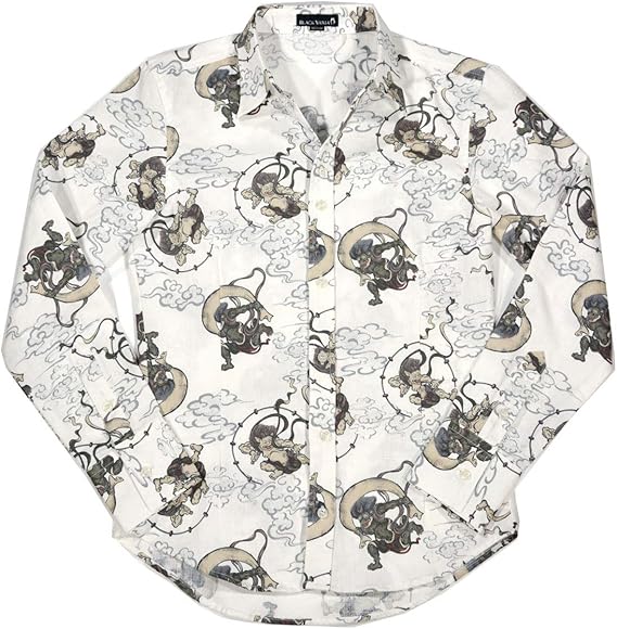 Amazon Black Varia アロハシャツ 和柄 雷神 レギュラーカラー 長袖シャツ 日本製 Mens メンズ ホワイト白 M シャツ 通販 Amazon Black Varia アロハシャツ 和柄 雷神 レギュラーカラー 長袖シャツ 日本製 Mens メンズ ホワイト白 M シャツ 通販