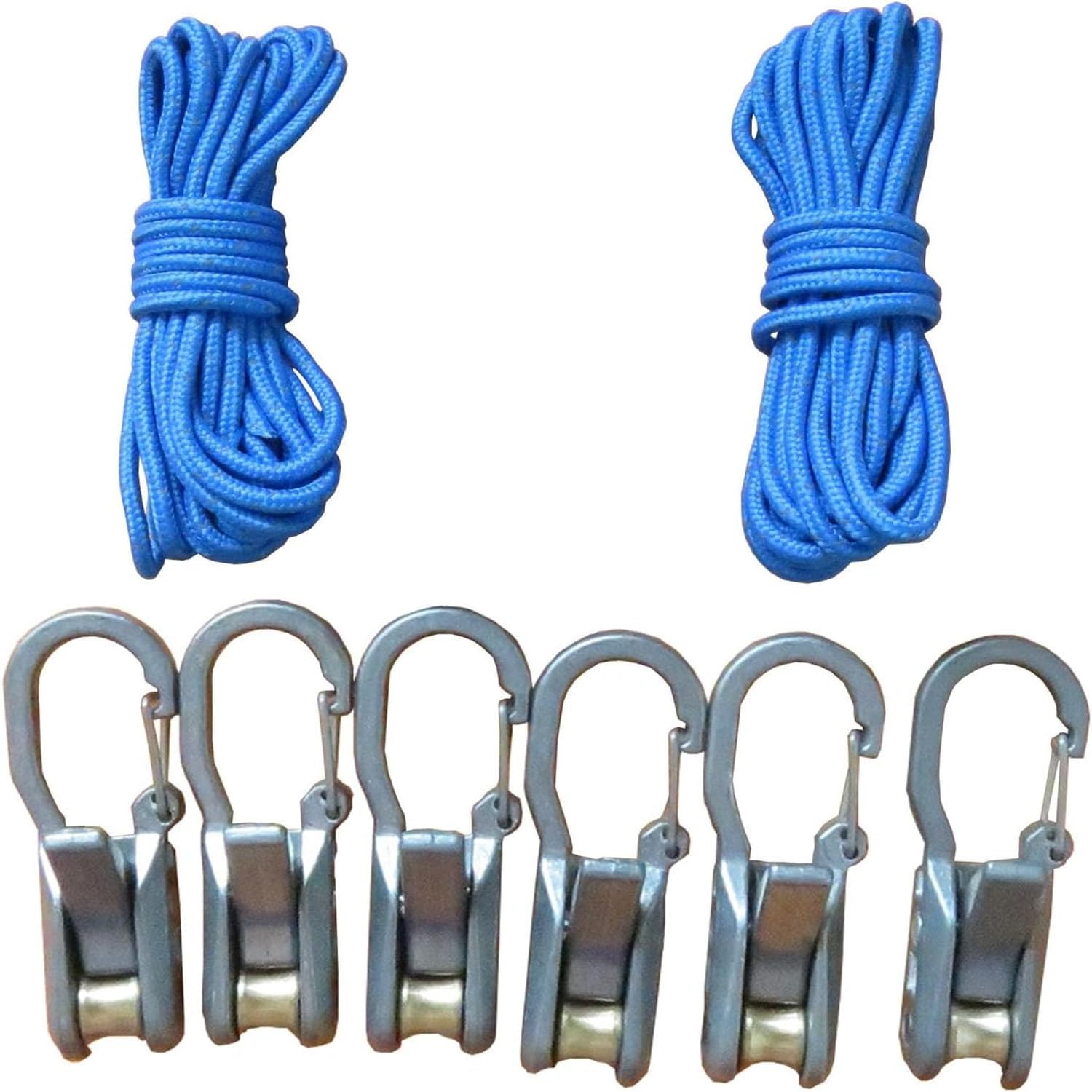 Zheigaoxea Rope with Roller Tensioner for Easy and Secure Tying, 6-Pack Paracord Adjusters, Camping and Boating Tie-Down Tool with Locking Buckle