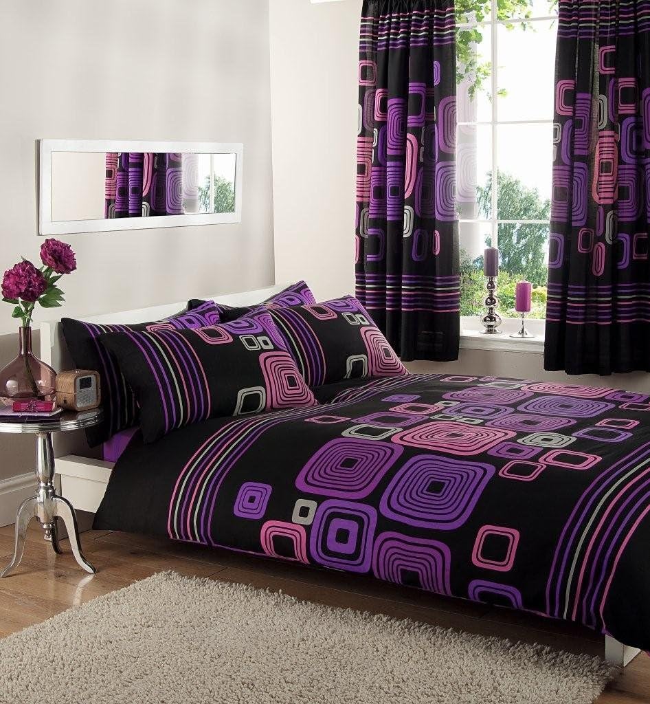 Tosco Purple Single Duvet Cover Set + Free Fitted Sheet 3pc Complete Bedding Set 3ft