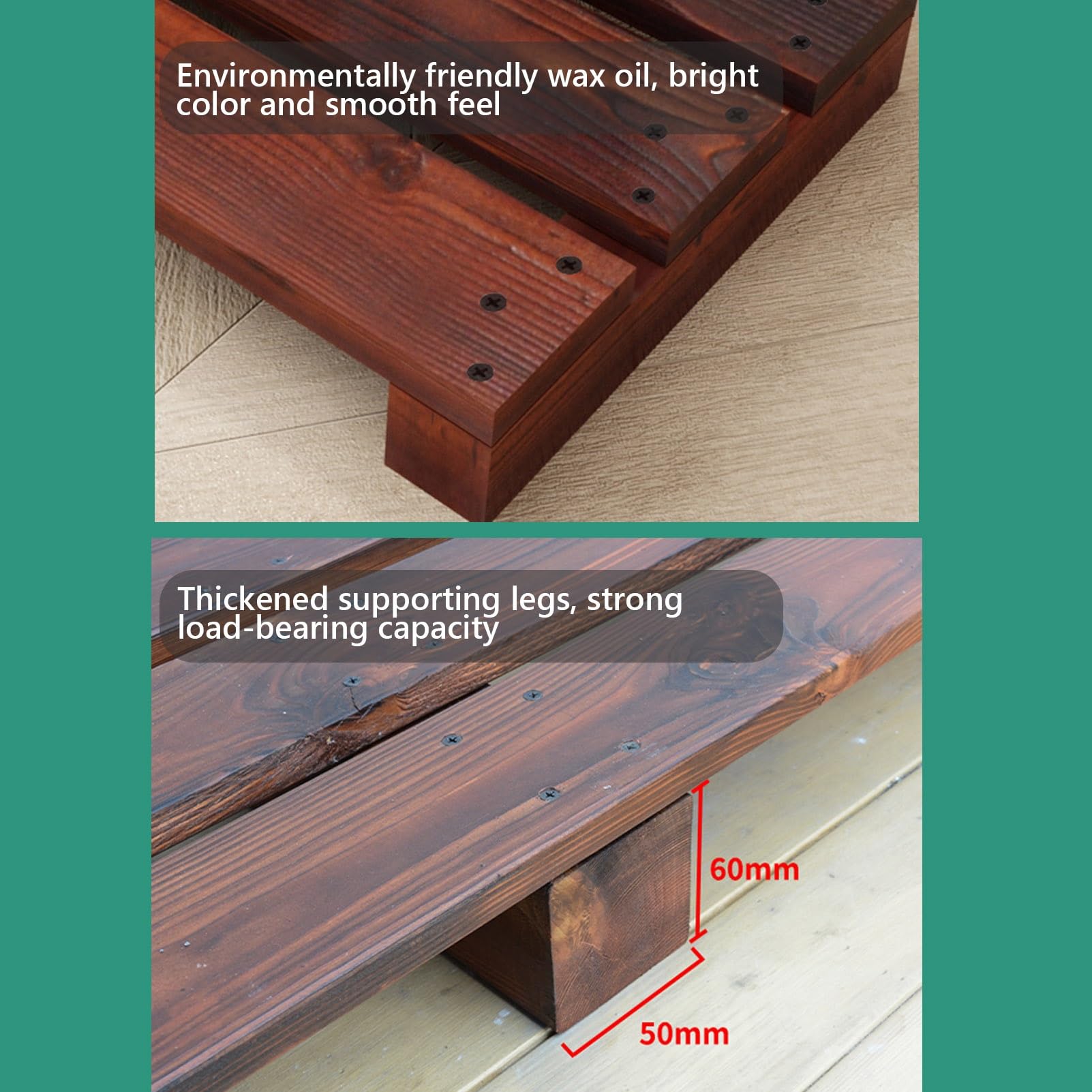 Sgabello in Legno con pedana Bassa in Legno carbonizzato, Sgabello a Un Gradino per Comodino, Bagno, Cucina, Giardino (Non Richiede Montaggio)(80x35x10cm)