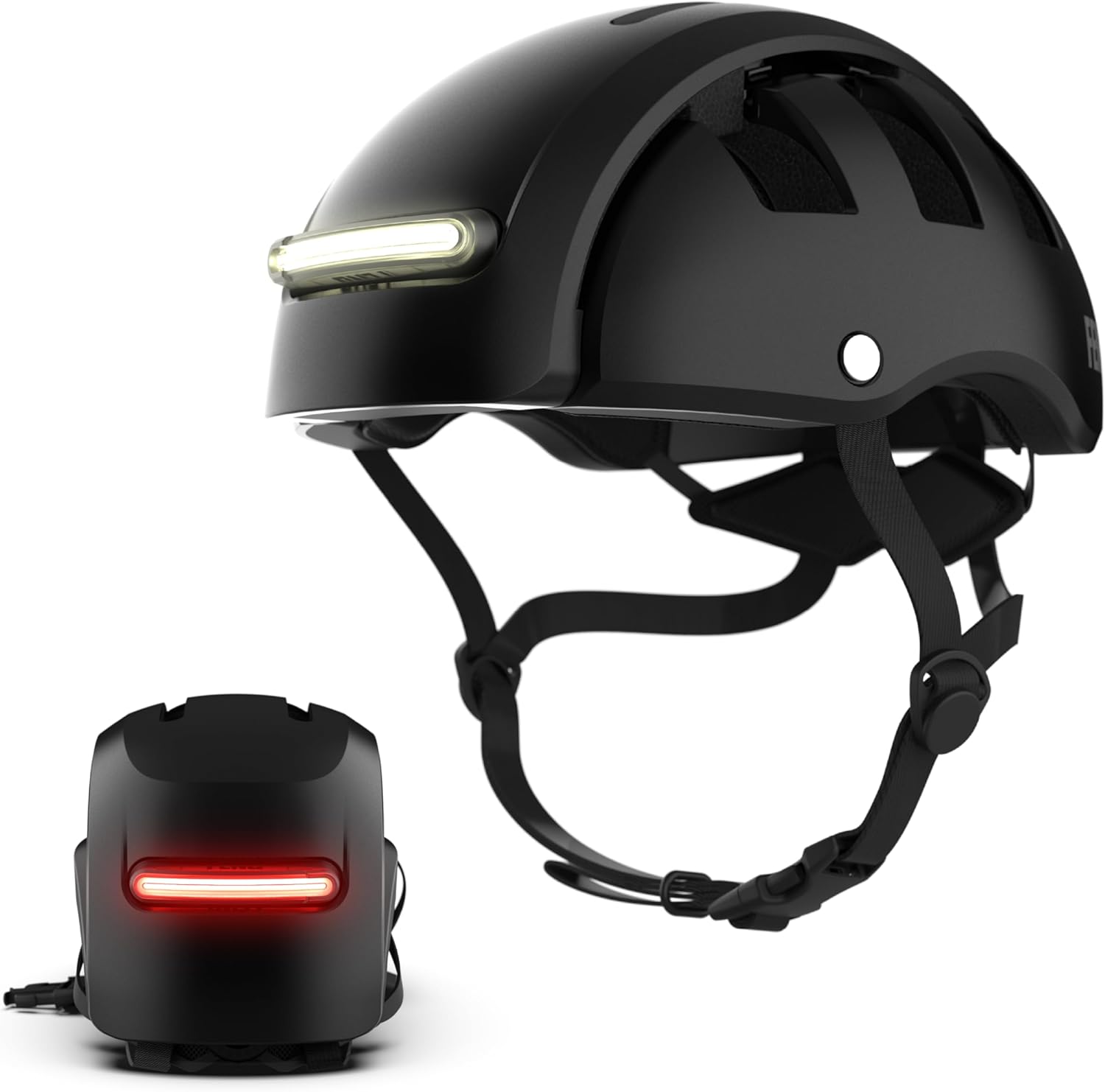 FEND Super Plus Folding Bike Helmet with Lights – Patented Smart-Fold 50% Compact Design, Ultra-Bright USB-C Front & Rear LEDs, CPSC/EN1078 Certified, for Adults, Commuters, E-Bikes, Scooters
