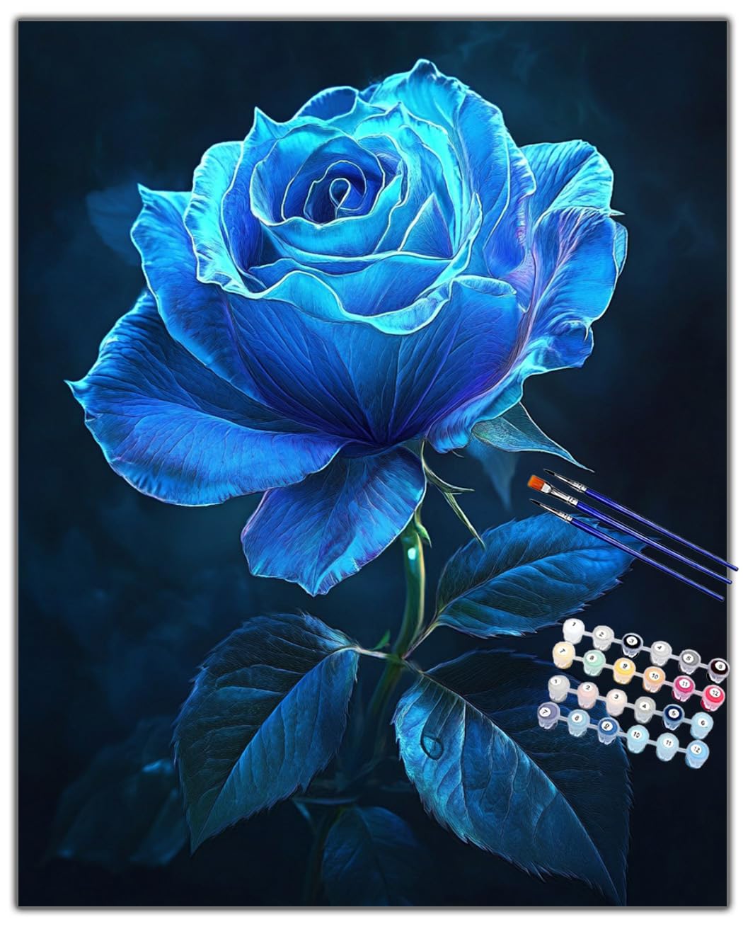 Tatqund Blue Paint By Numbers Kits For Adults Roses (4) Colorful Wings With Brushes And Acrylic Pigment Diy Digital Canvas Painting For Adults Beginner-16X20 Inch Frameless