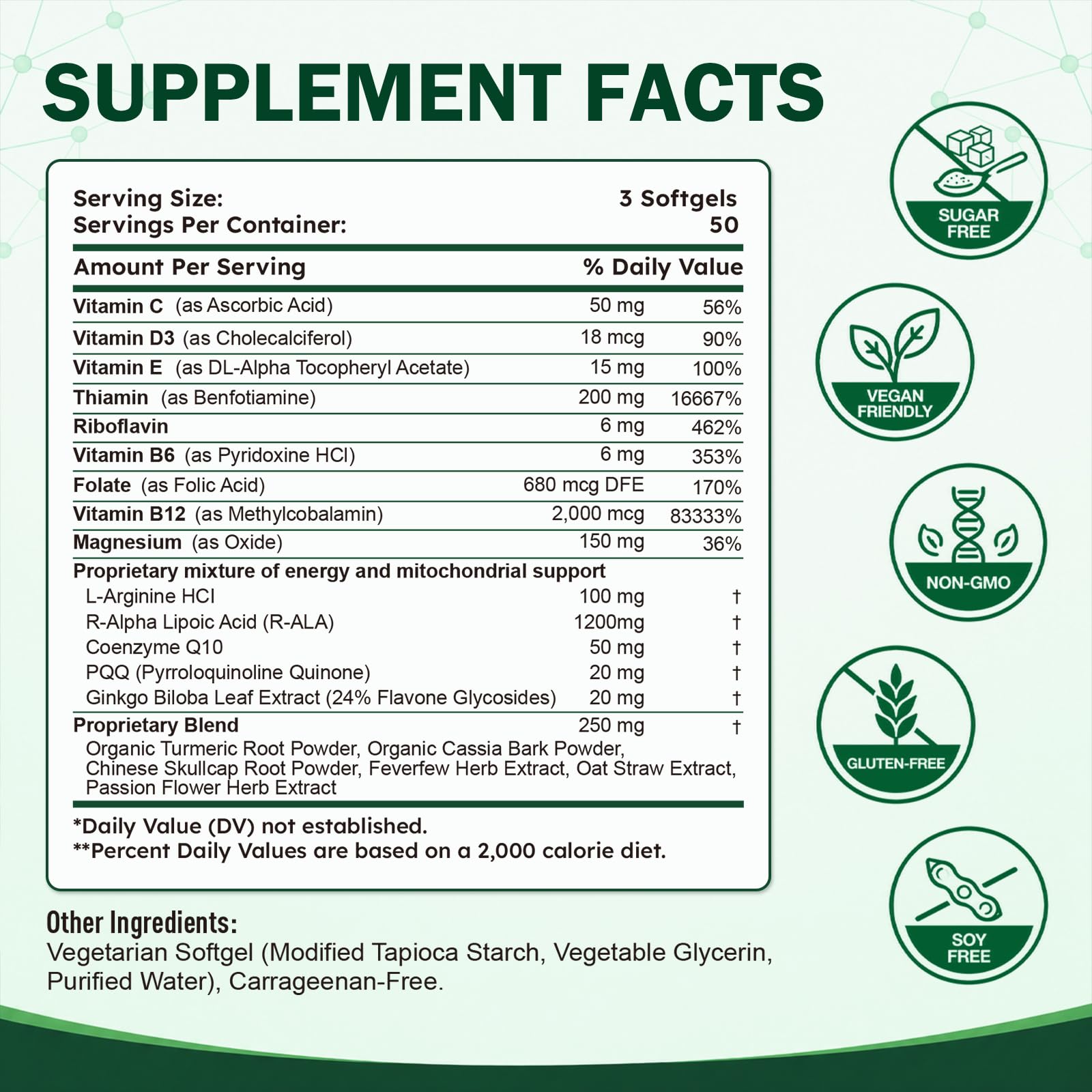 Neuropathy Support Supplement with R-Alpha Lipoic Acid 1200mg ALA – Nerve Health Formula for Nerve Support for Feet, Hands, Fingers & Legs, Sciatica Support with Vitamin B1 B6 B12–150 Softgels — Amazon image 2