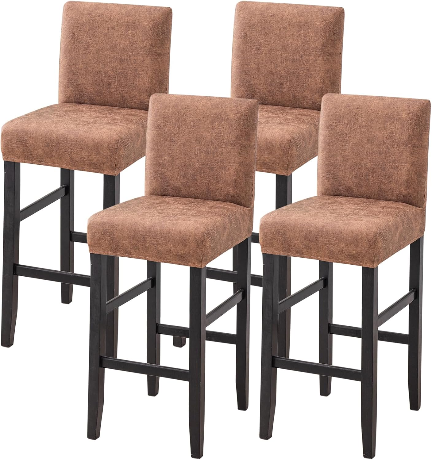 FUANGUI Bar Stool Covers Set of 4, Stretch Removable Bar Stool Seat Covers with Backs Slipcovers, Bar Chair Covers Square for Kitchen Dining Room Cafe